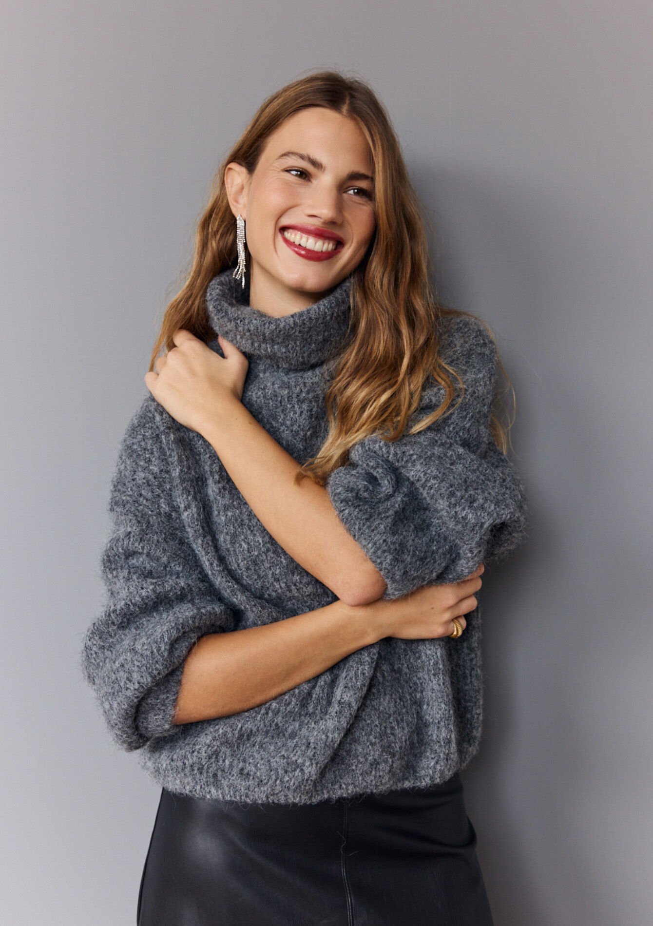 Soft knit turtleneck sweater, Soft knit turtleneck sweater, , back