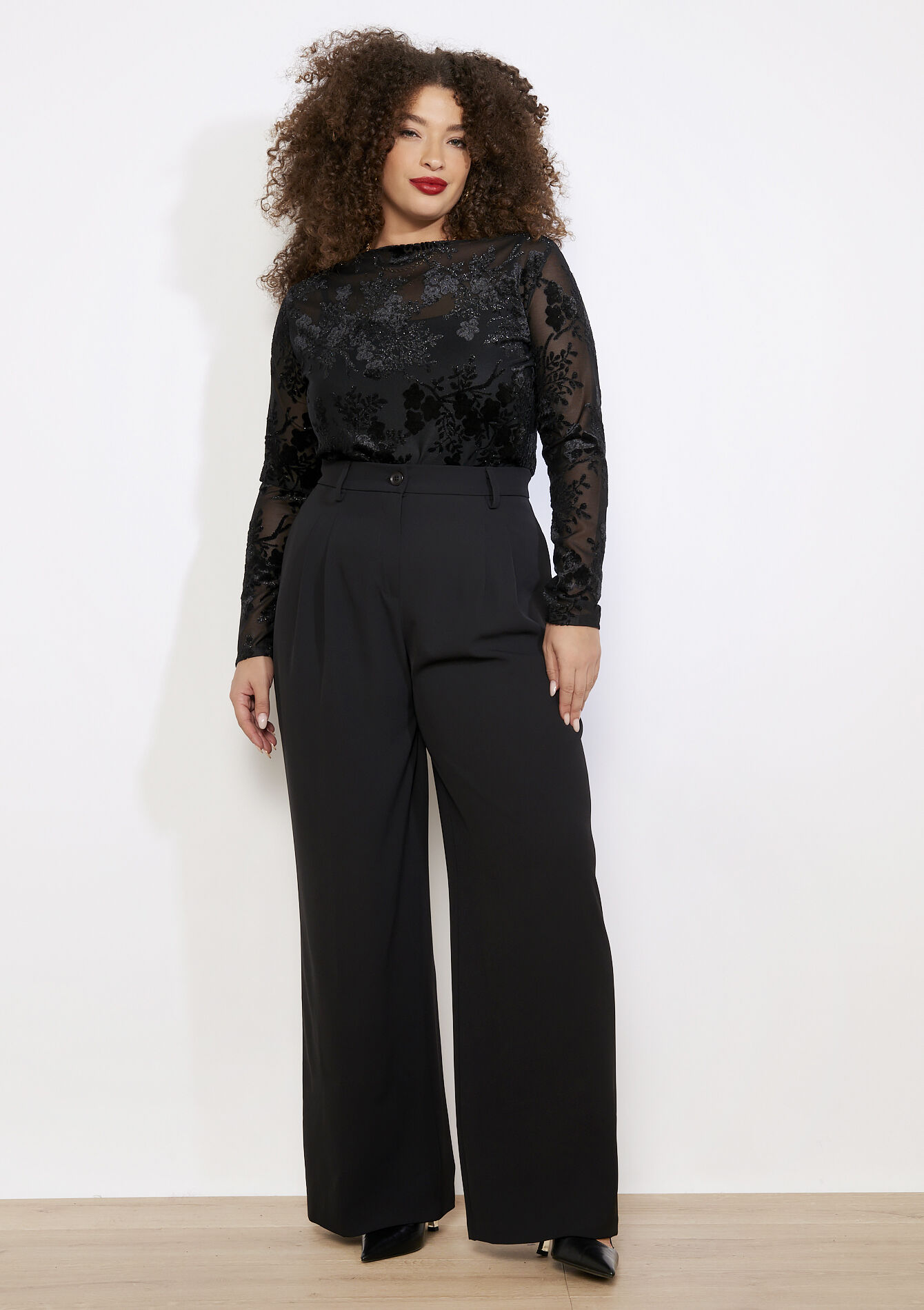 Top manches longues en crêpe, Top manches longues en crêpe - BLACK - 02400374