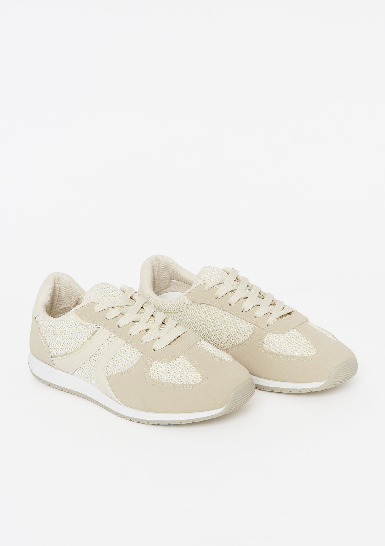 Mixed-material sneakers - LT BEIGE - 13000845_2527