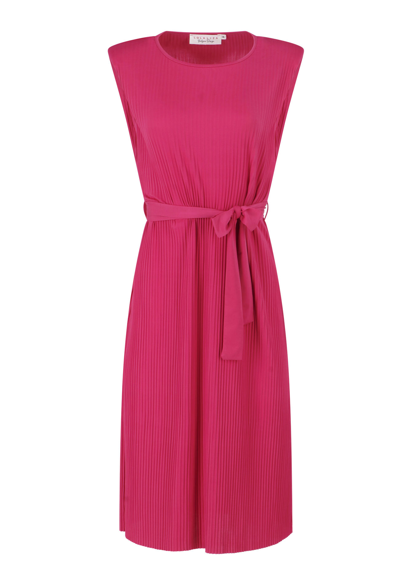 Rechte jurk met plissé - FUCHSIA - 08103263_5626