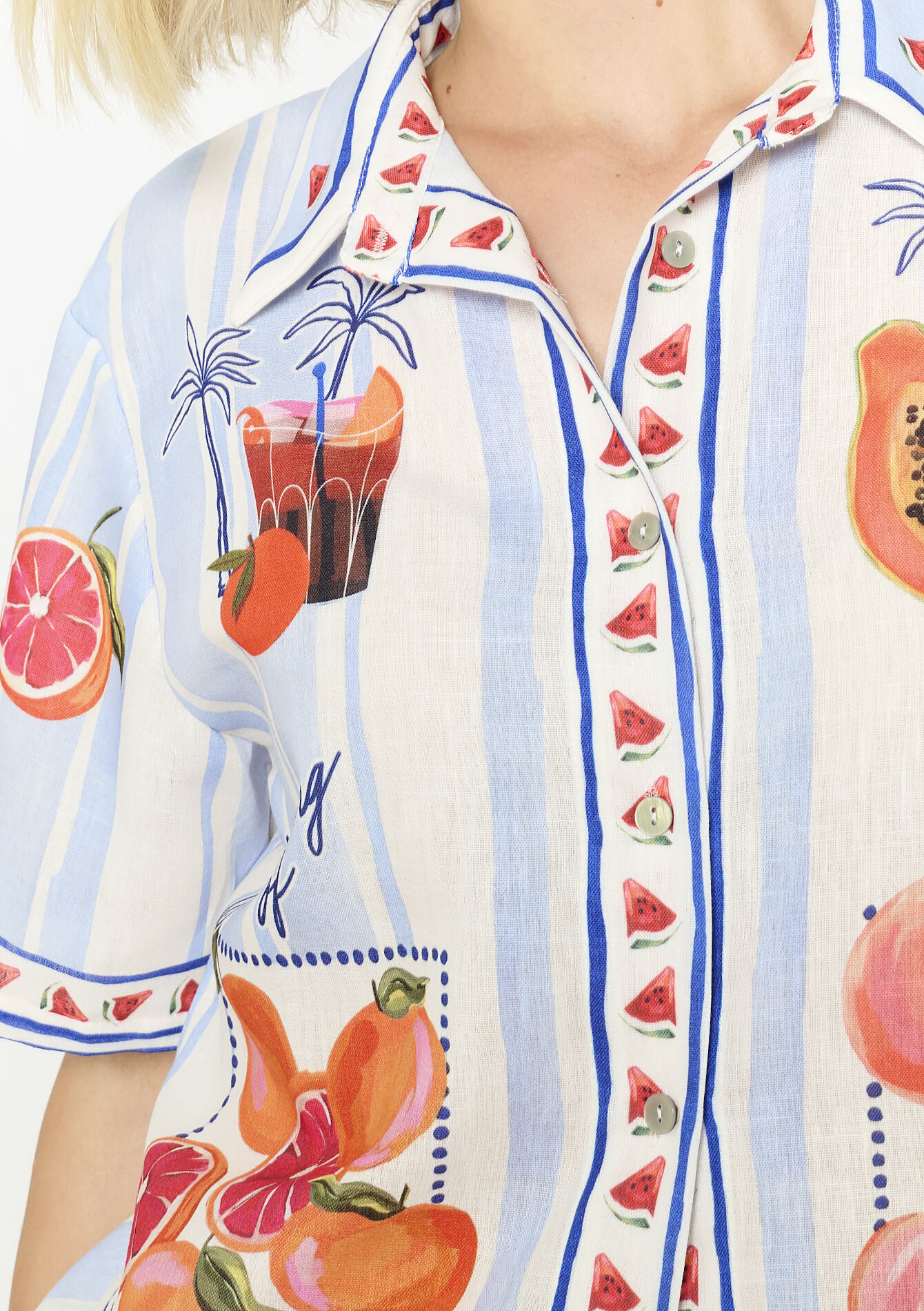 Fruitige print blouse - OFFWHITE - 05702866_1001