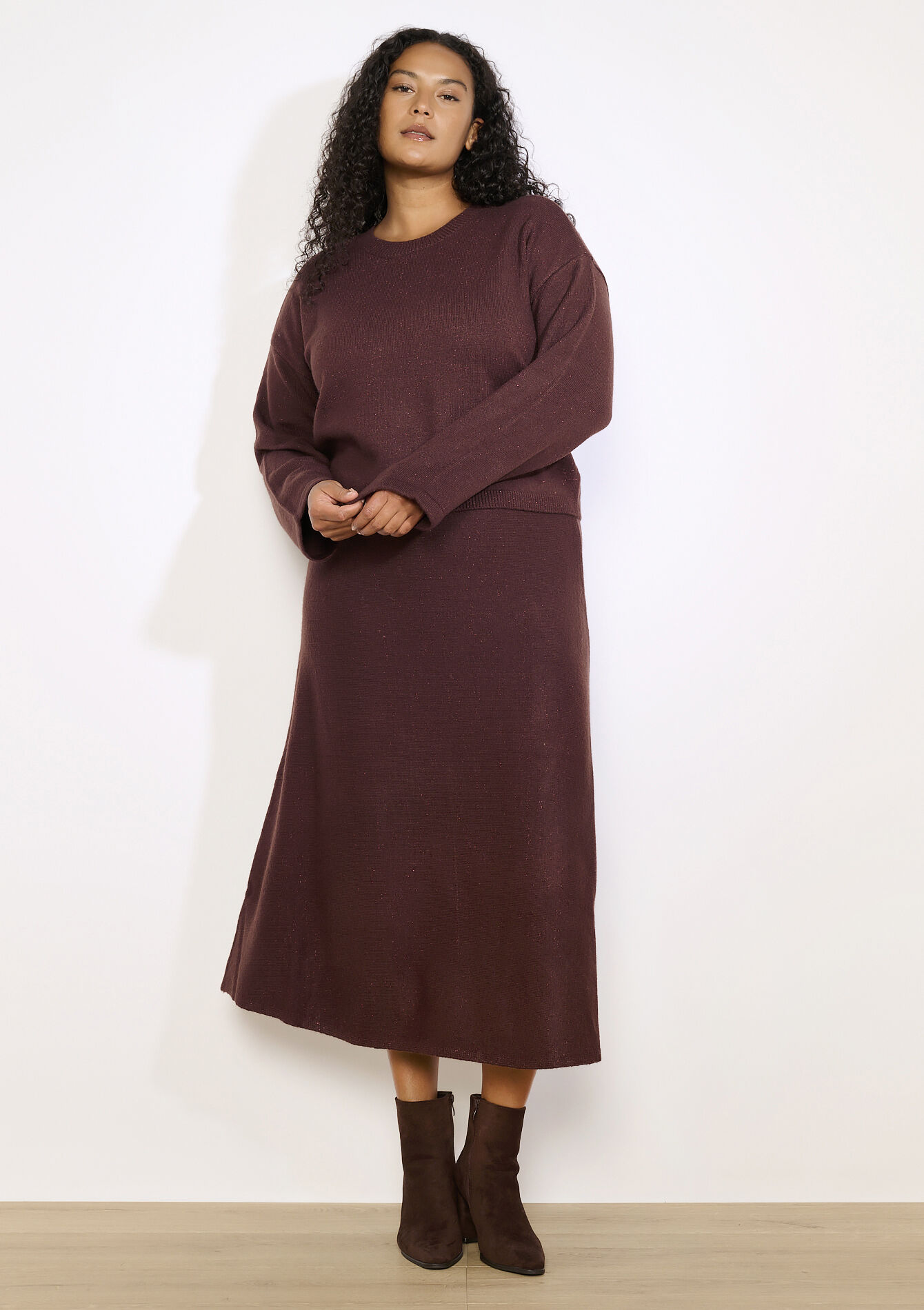 Sparkly round-neck jumper, Sparkly round-neck jumper - BROWN DARK CHOCOLATE - 04006939_3720