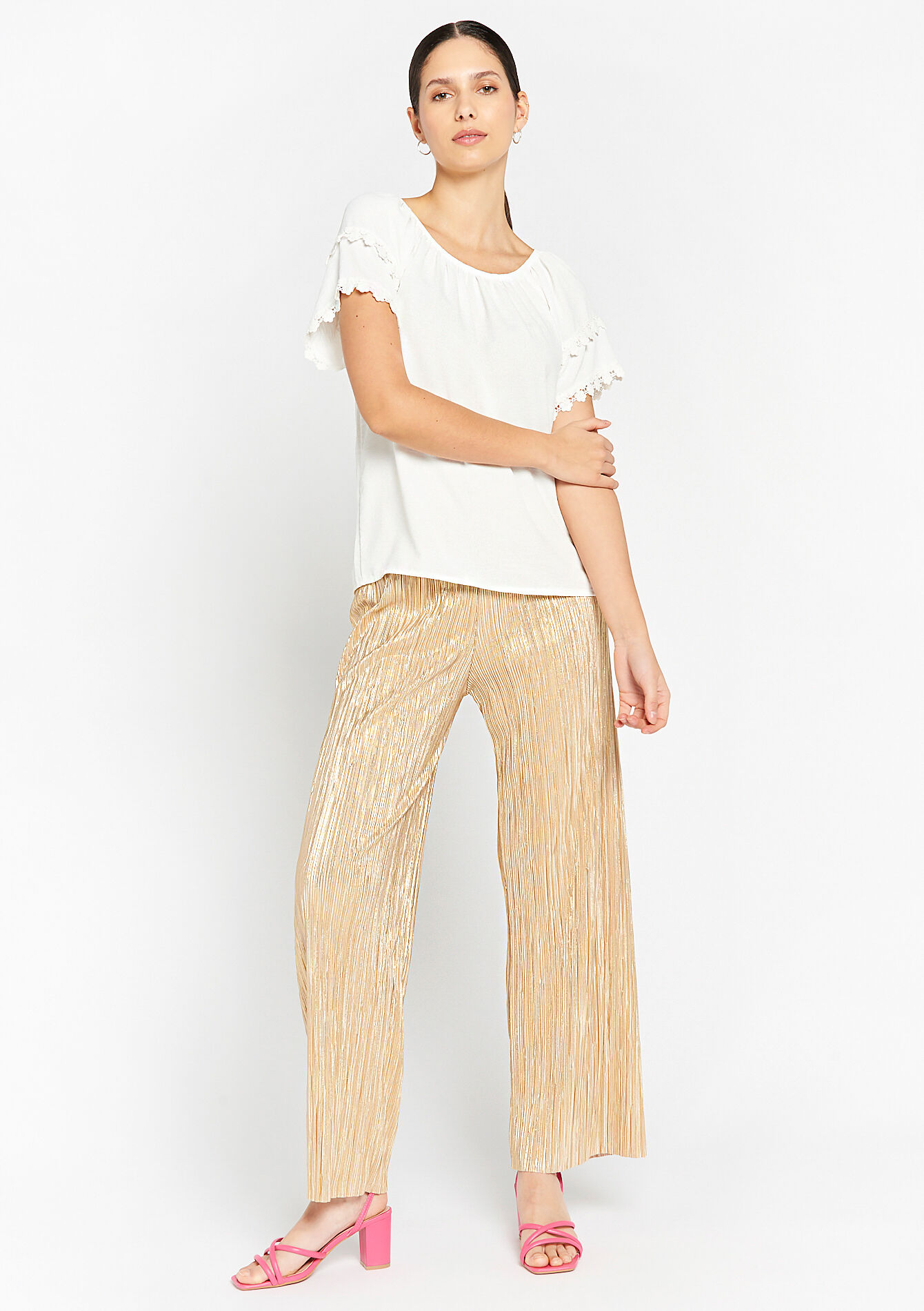 Blouse with crochet, Blouse with crochet - OPTICAL WHITE - 05702198_1019