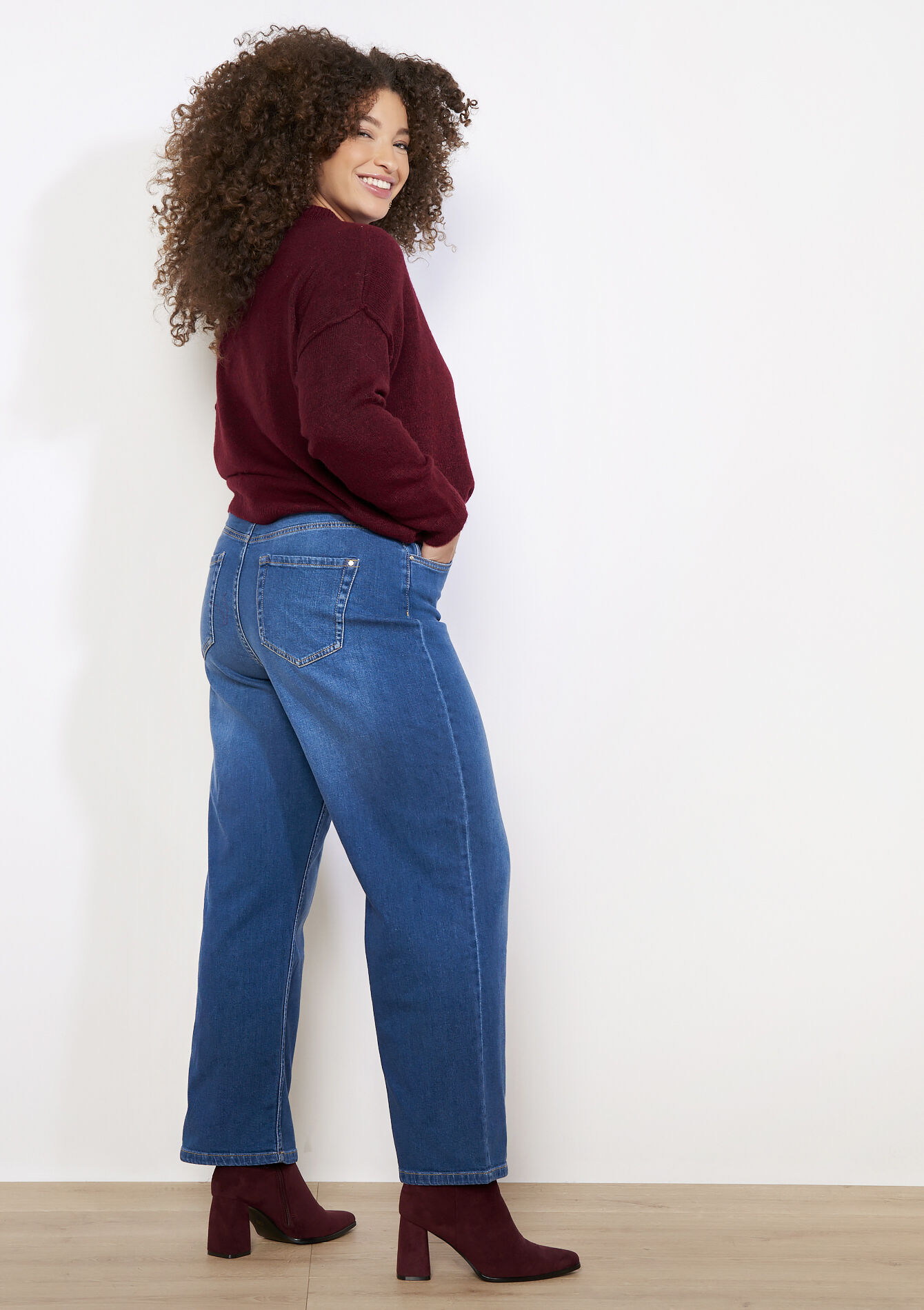 High waist wide leg jeans, High waist wide leg jeans - MEDIUM BLUE - 22000590_0500