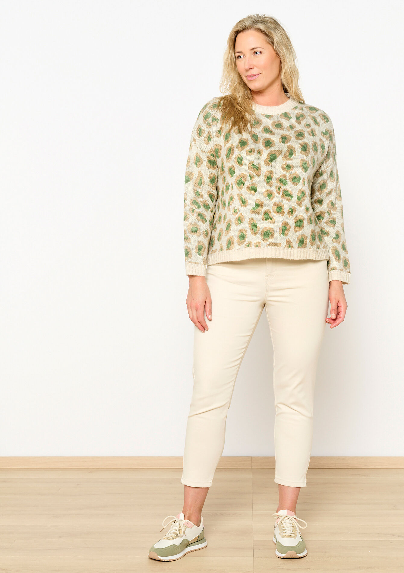 Jacquard pullover with leopard print, Jacquard pullover with leopard print - KHAKI MINT - 04006455_2542