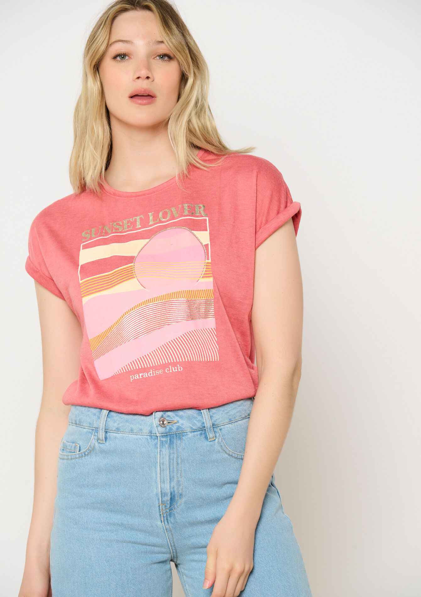 Tropical print t-shirt, Tropical print t-shirt - COSMETIC PINK - 02301690_5733