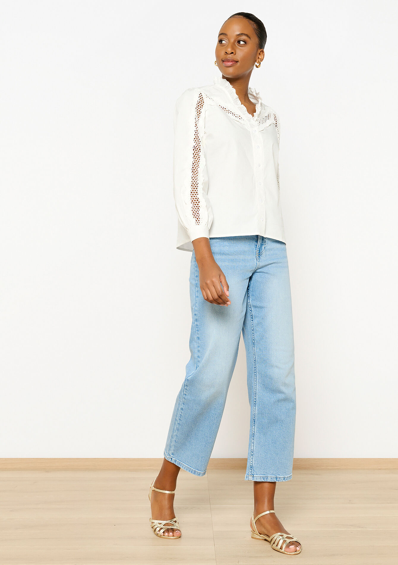 Hemd met macramé-detail - OPTICAL WHITE - 05702433_1019