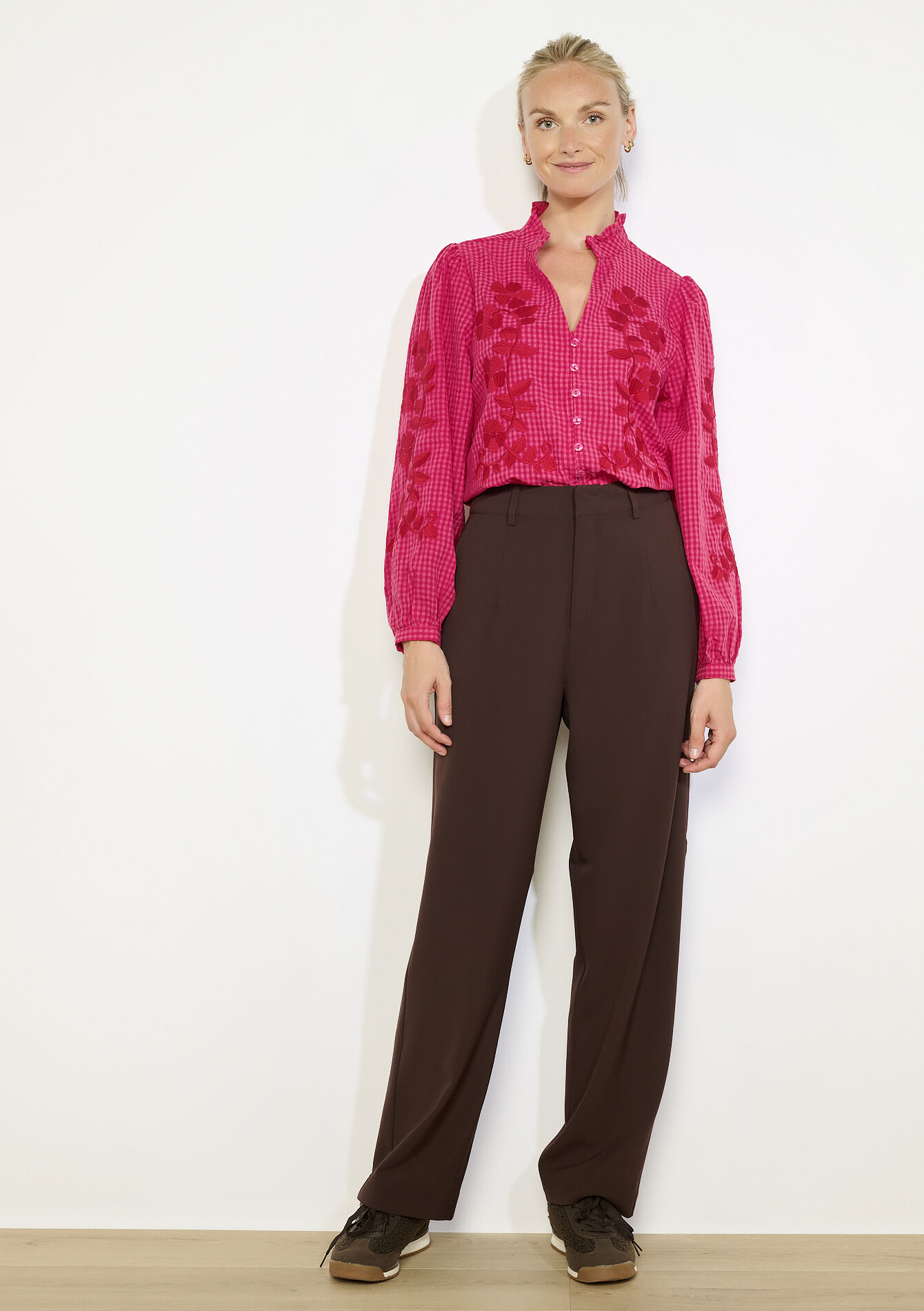 Pantalon fluide taille haute, Pantalon fluide taille haute - BROWN DARK CHOCOLATE - 06100705_3720