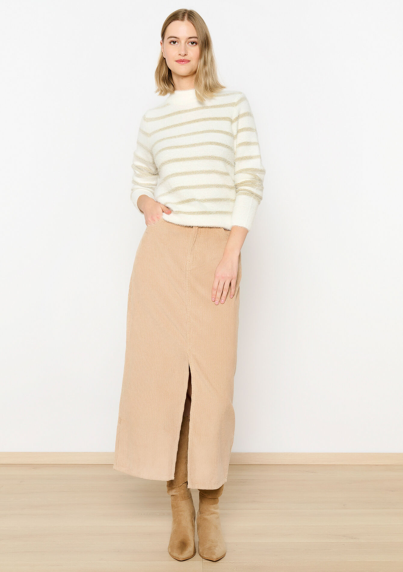 Striped eyelash sweater, Striped eyelash sweater - VANILLA WHITE - 04006532_1013