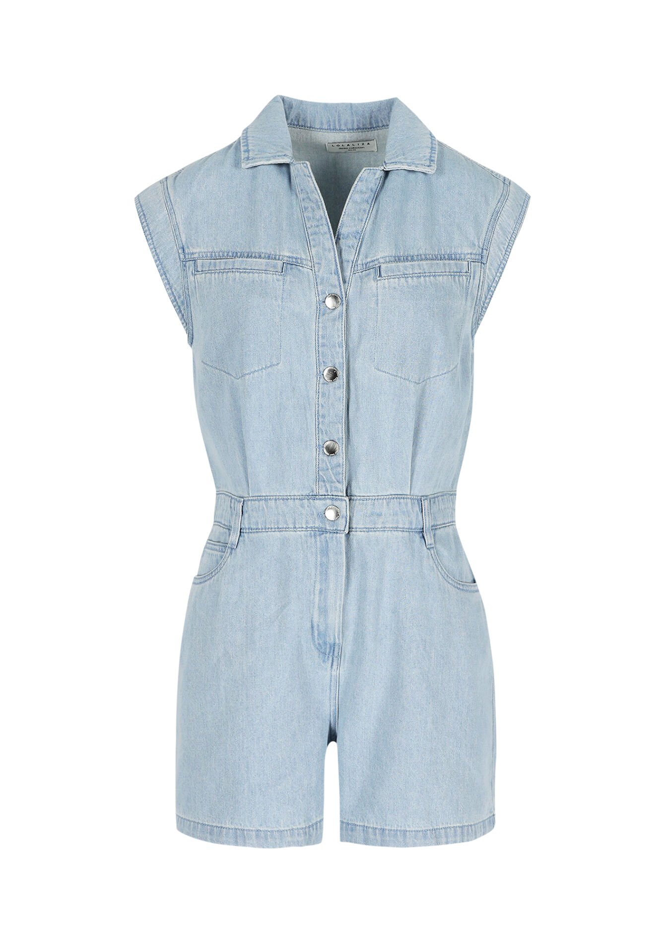 Combishort en jean, Combishort en jean - BLUE BLEACHED - 22000573_0502