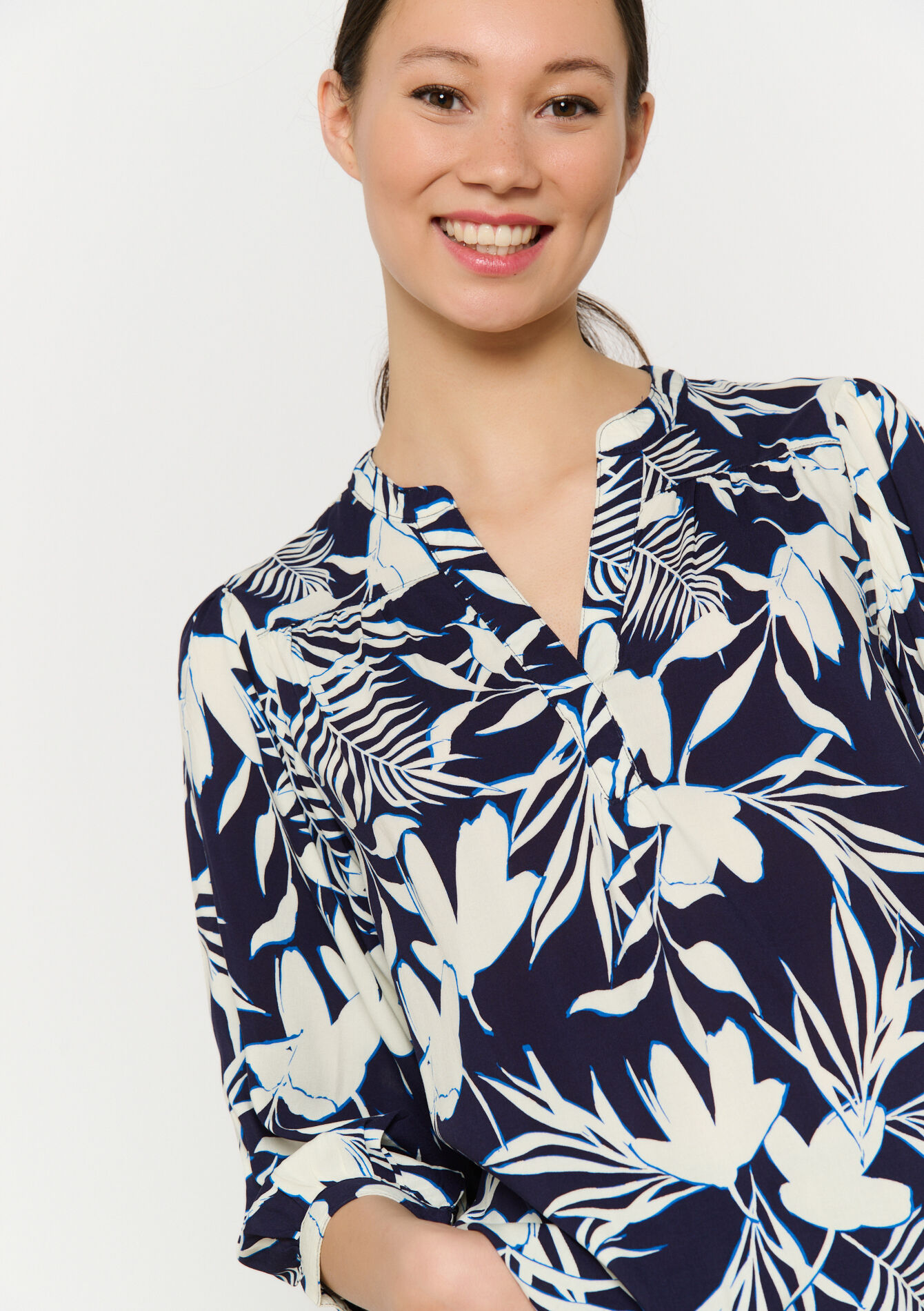 Blouse met bladprint, Blouse met bladprint - NAVY BASIC - 05702691_2723