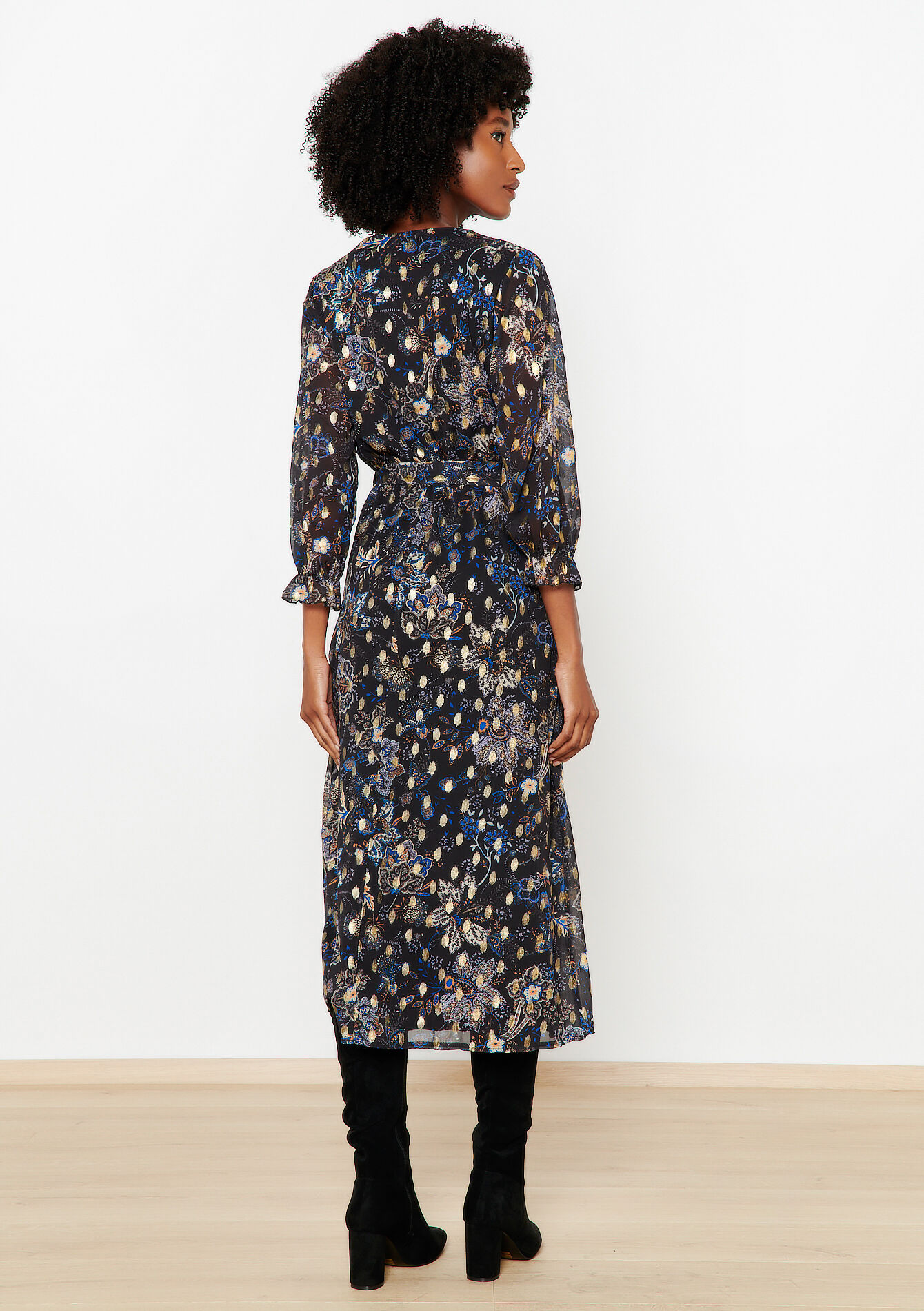 Wikkeljurk met paisley foil, Wikkeljurk met paisley foil - BLACK - 08602237_1119