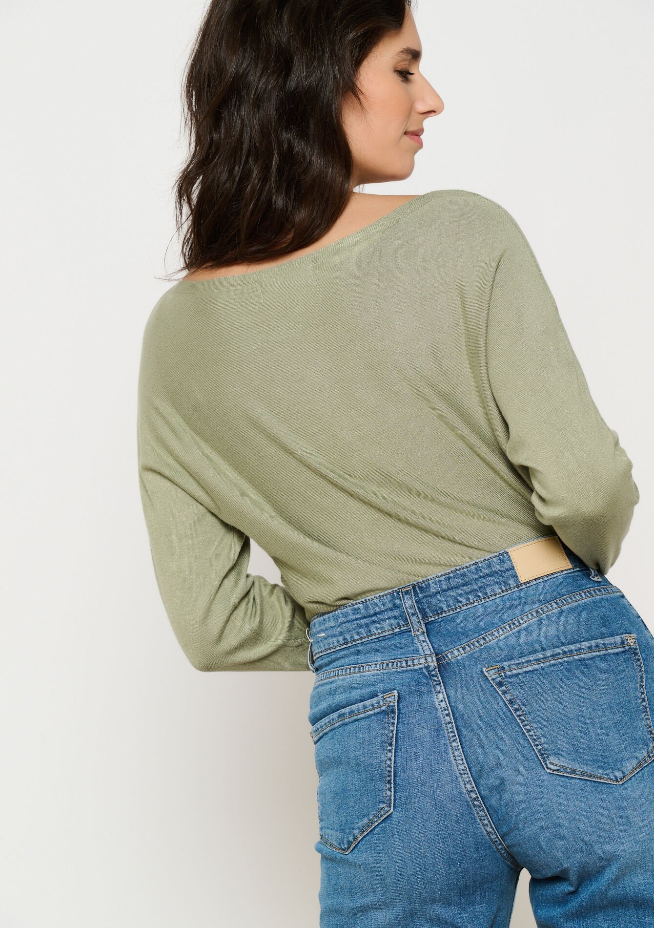 Trui met vleermuismouwen, Trui met vleermuismouwen - KHAKI FADED - 04006650_4326