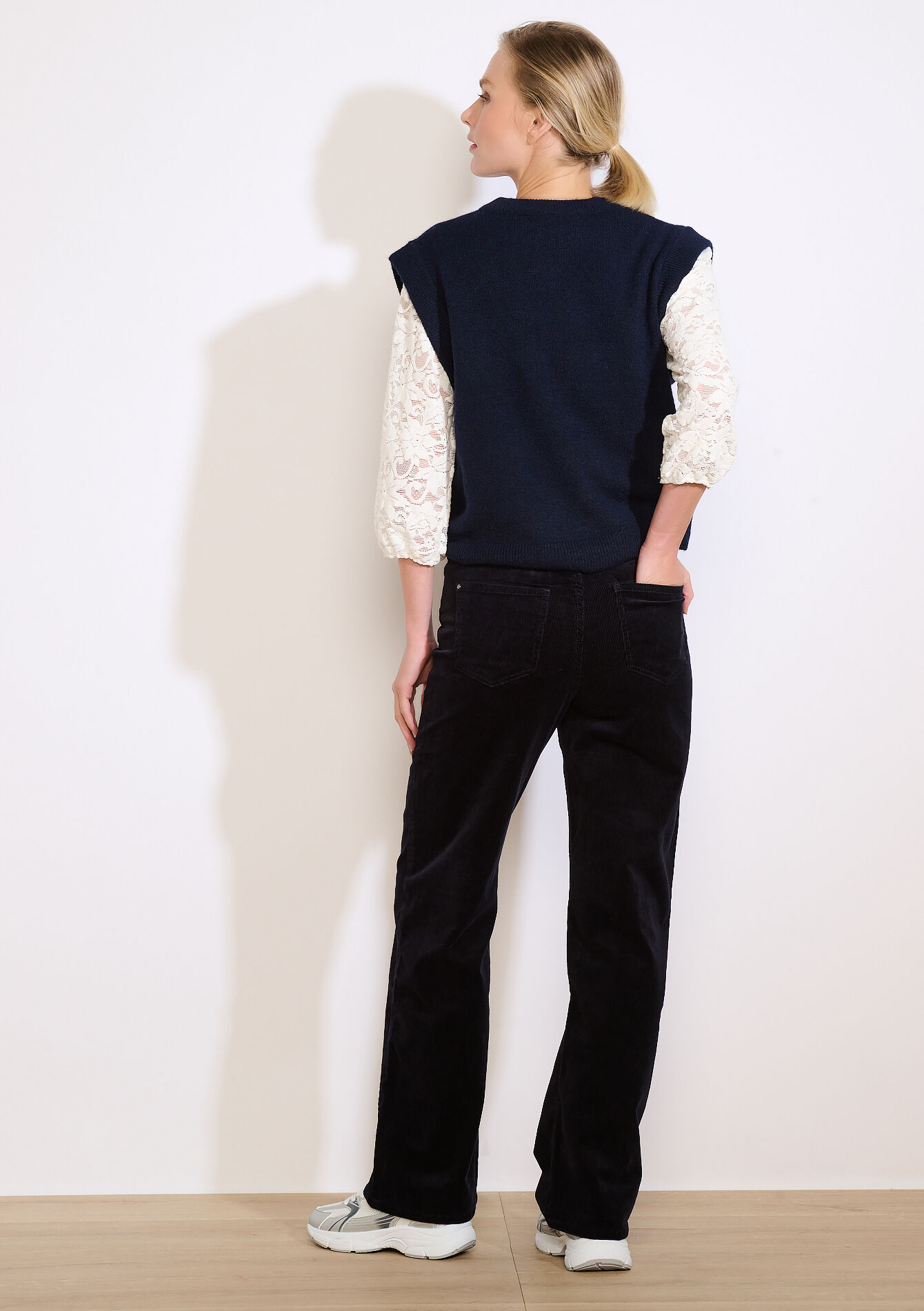 Straight corduroy trousers, Straight corduroy trousers - NAVY BASIC - 06004607_2723