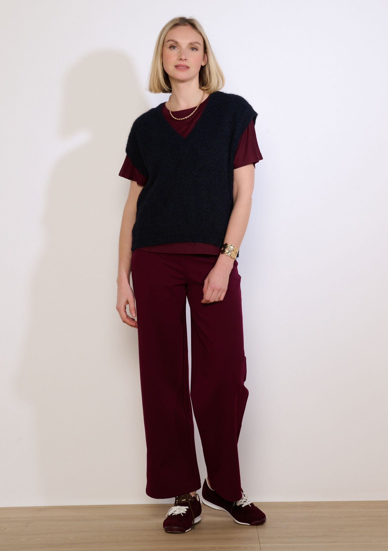 Mouwloze V-hals trui - NAVY BASIC - 04007196_2723