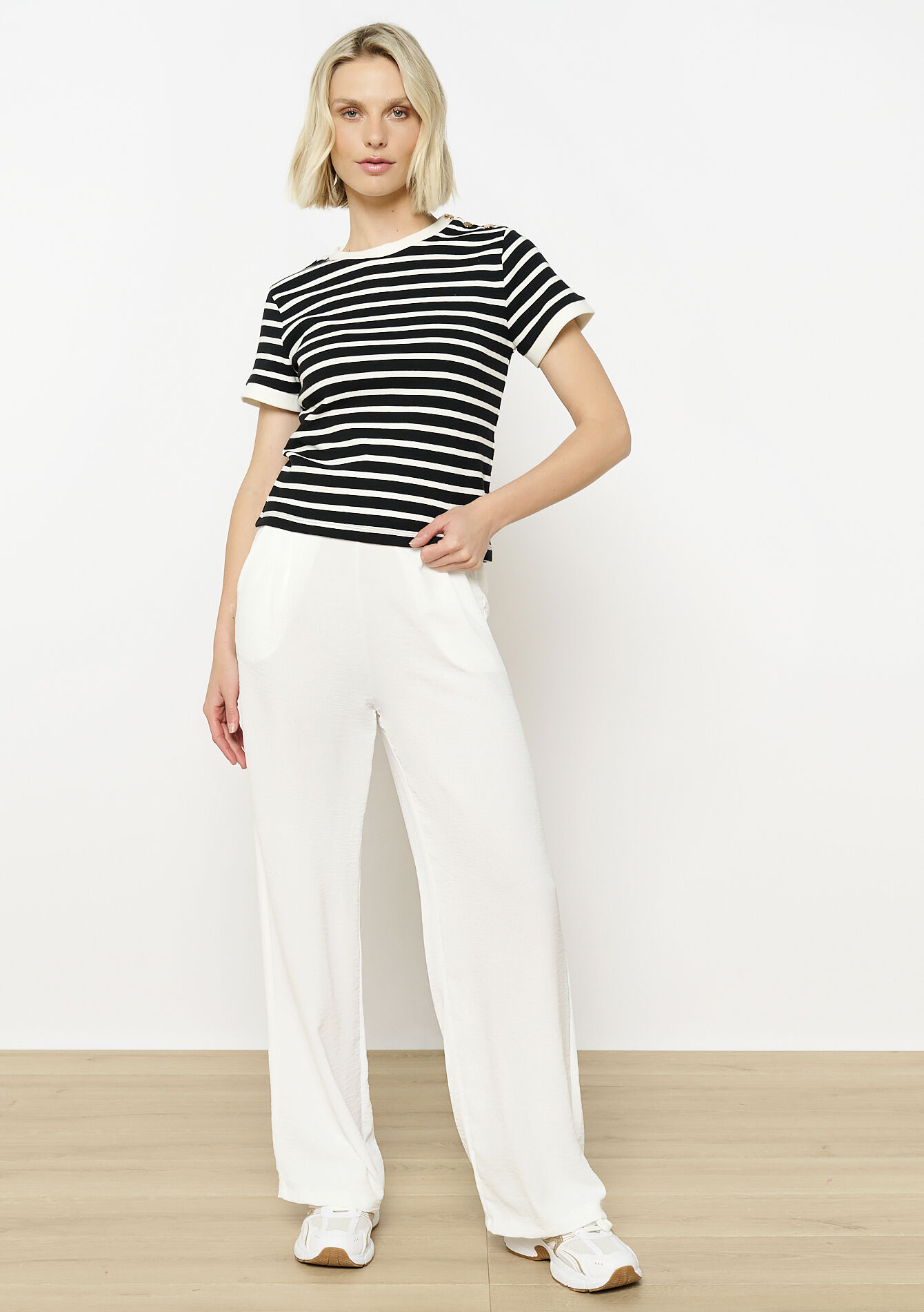 Gestreept shirt met knopen, Gestreept shirt met knopen - BLACK - 02301712_1119