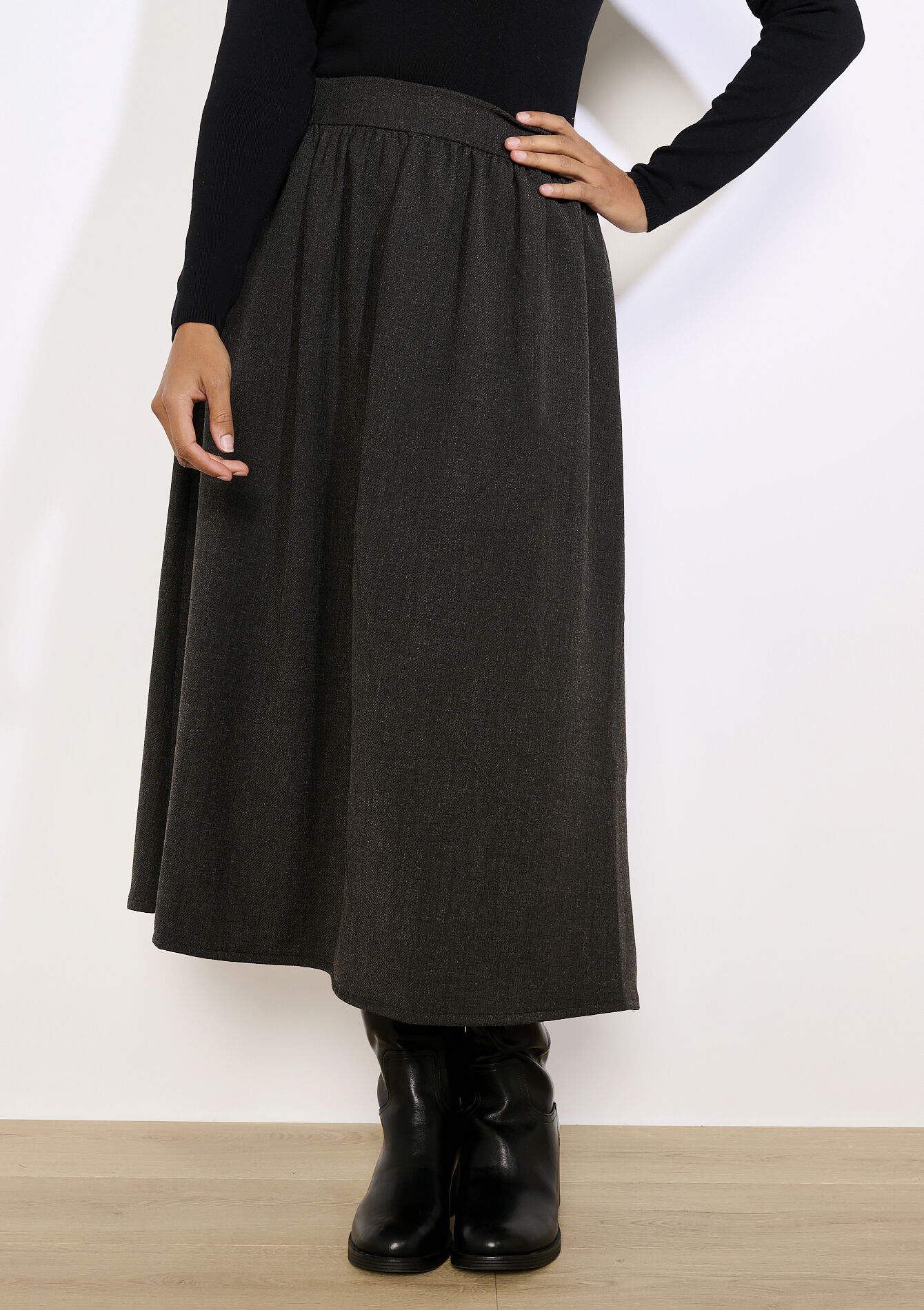 Uitlopende midirok, Uitlopende midirok - DK GREY MEL - 07101444_1083