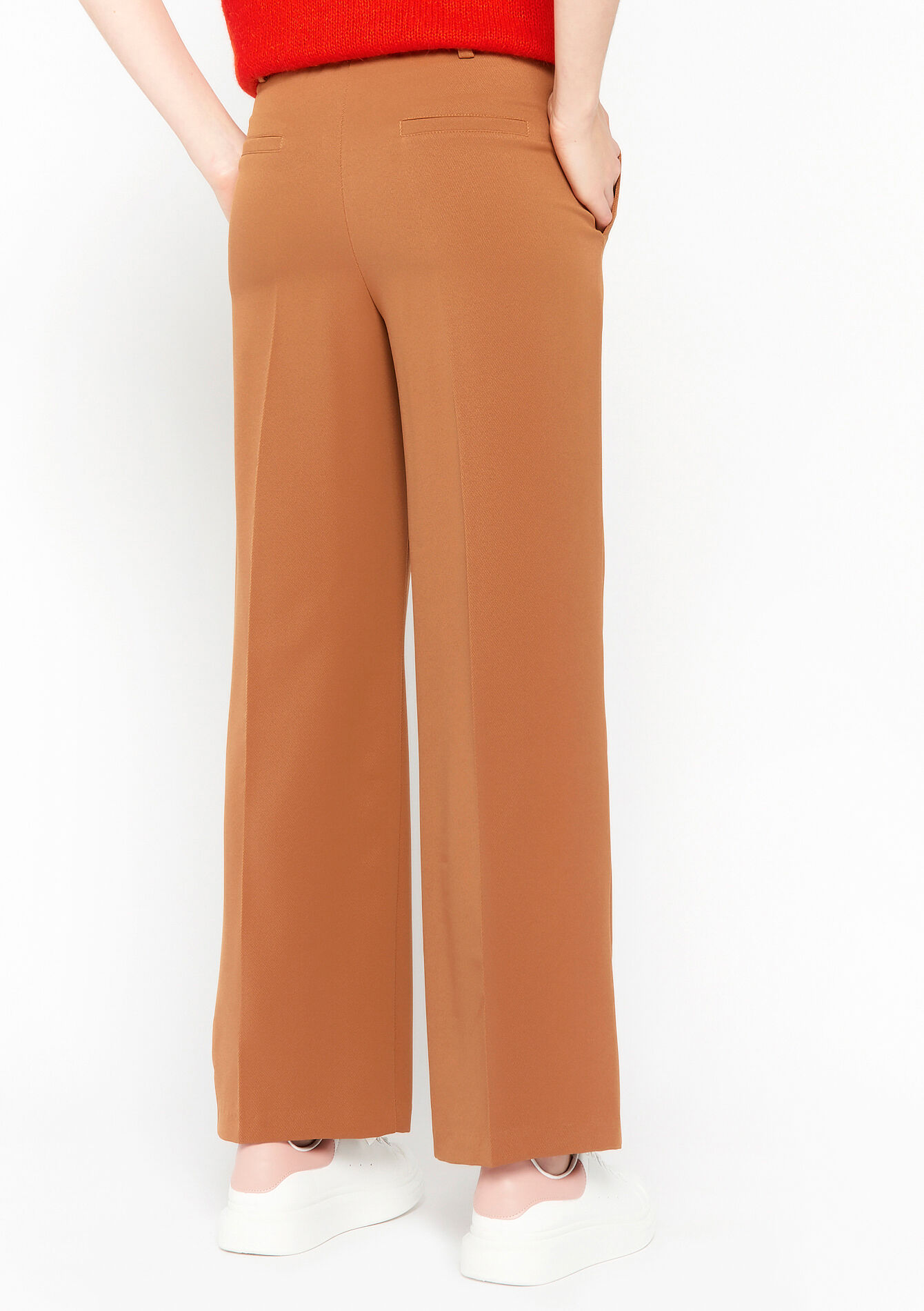 Wijde broek in keperstof, Wijde broek in keperstof - CAMEL BROWN - 06100501_3818