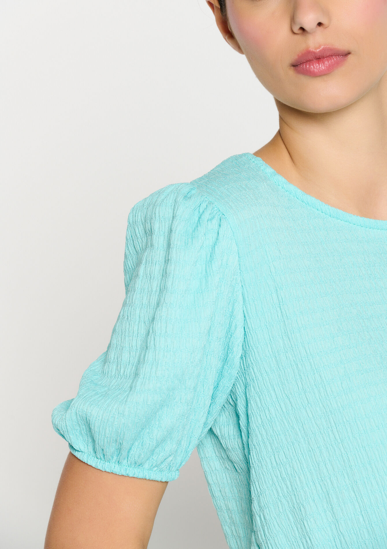 T-shirt à manches ballon, T-shirt à manches ballon - TURQUOISE - 02301434_1759