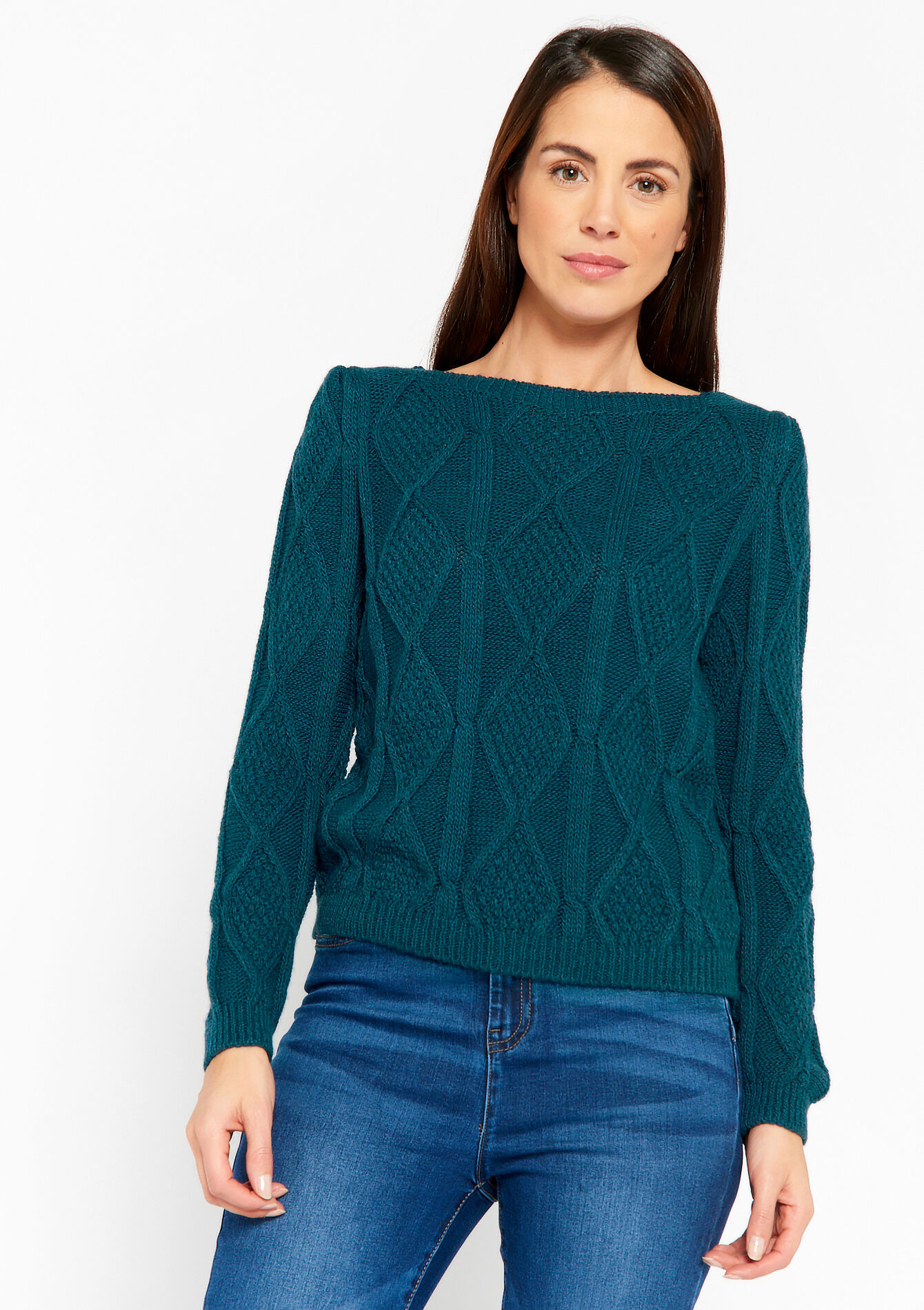 Gebreide kabeltrui - BLUE DUCK - 04005989_2922