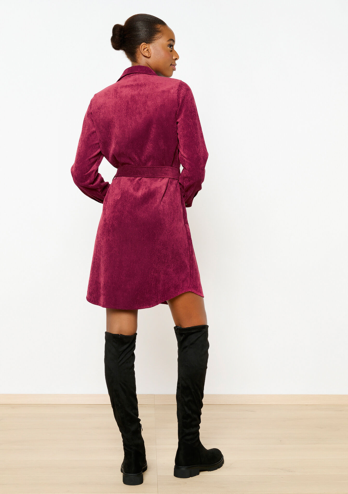 Robe-chemise en velours , Robe-chemise en velours - BORDEAUX WINE - 08103412_5514