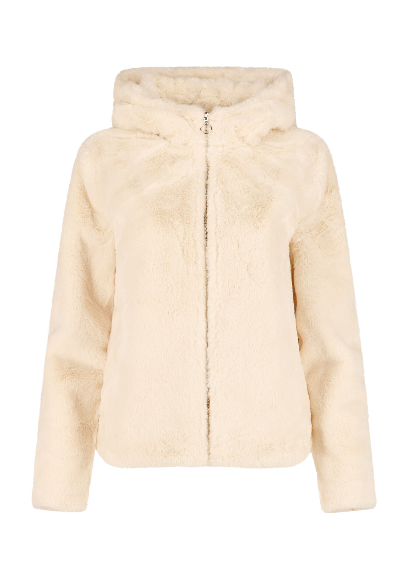 Faux fur jas met capuchon - VANILLA WHITE - 23000594_1013