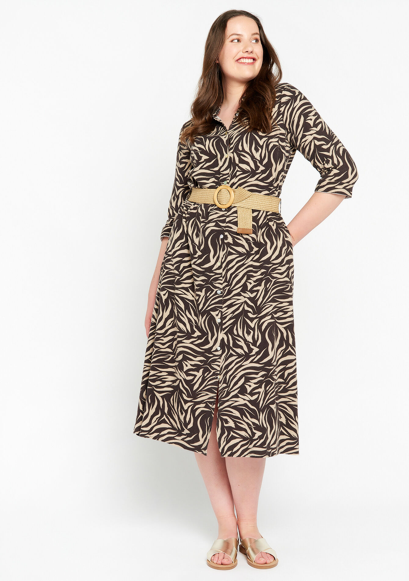 Hemdjurk met zebraprint, Hemdjurk met zebraprint - LT BEIGE - 08601824_2527