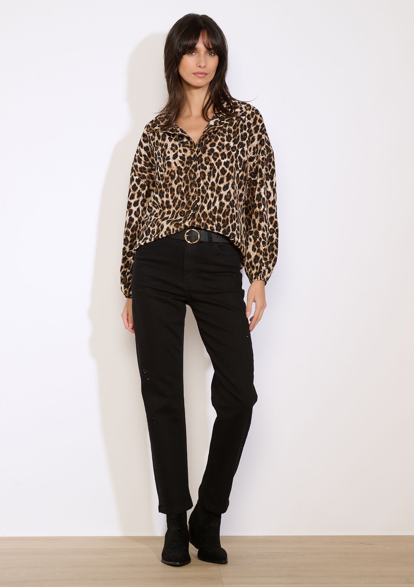 Chemise léopard scintillante - LIGHT CAMEL - 05702991_3814