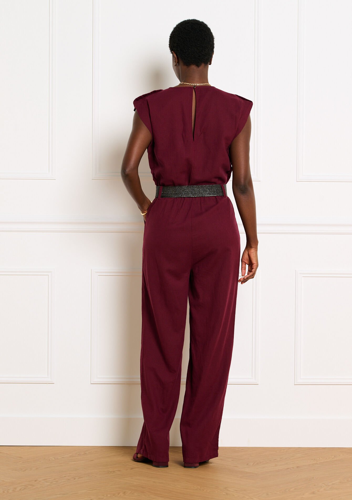 Ceintuur jumpsuit met overslag, Ceintuur jumpsuit met overslag - AUBERGINE - 06004673_1537