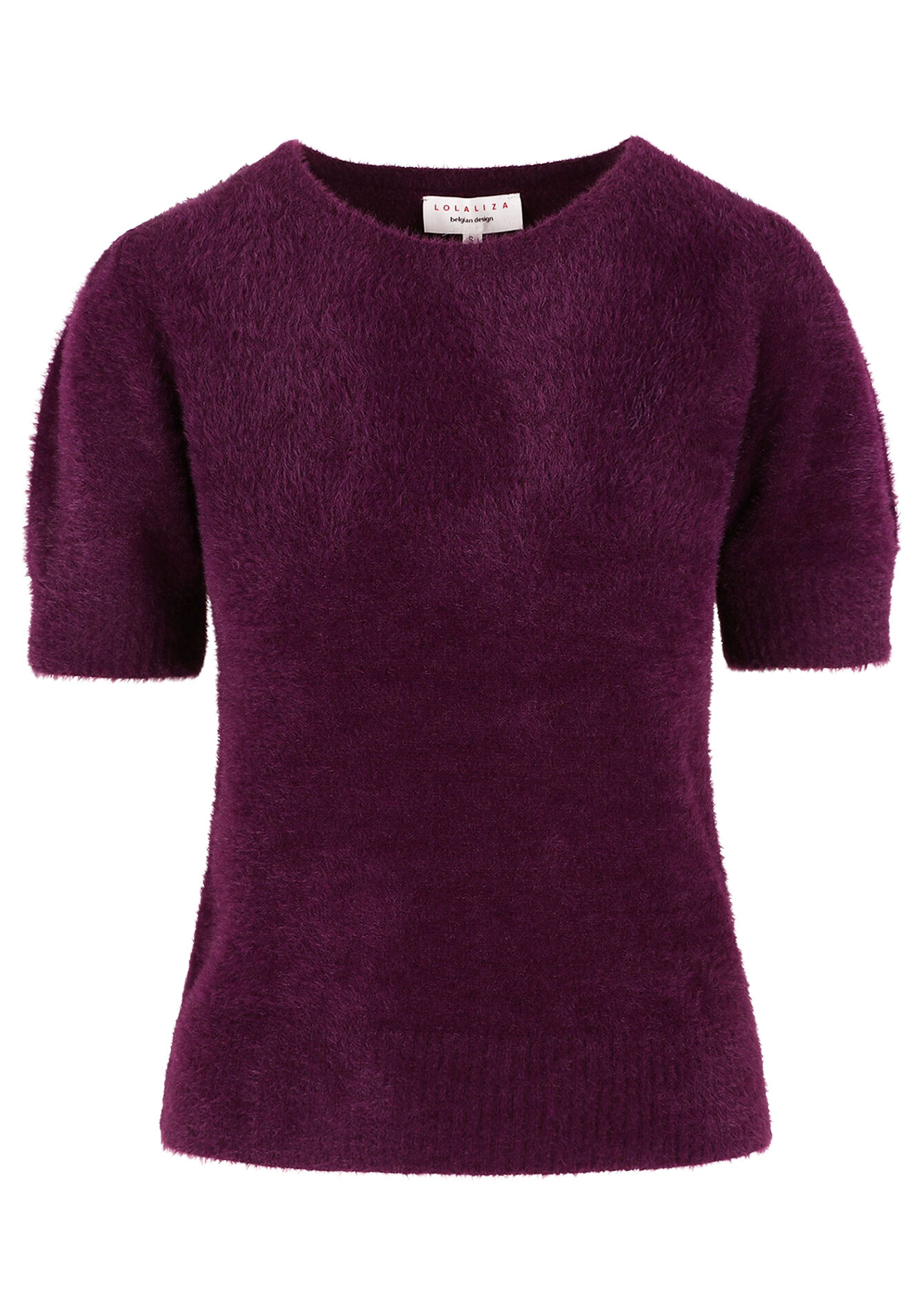 Pluizige trui korte mouwen, Pluizige trui korte mouwen - AUBERGINE - 04006918_1537