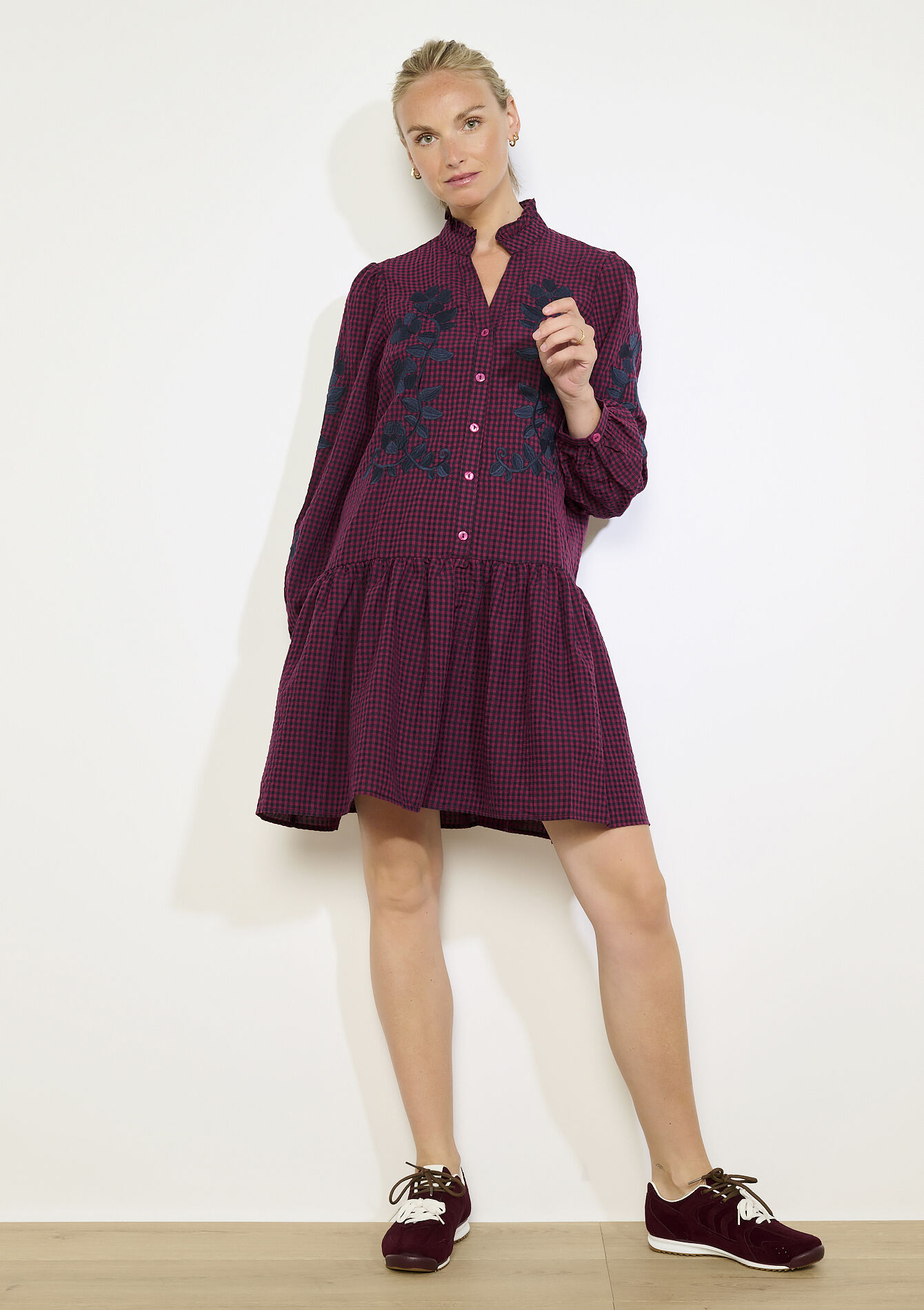 Robe courte à carreaux, Robe courte à carreaux - BORDEAUX WINE - 08104249_5514