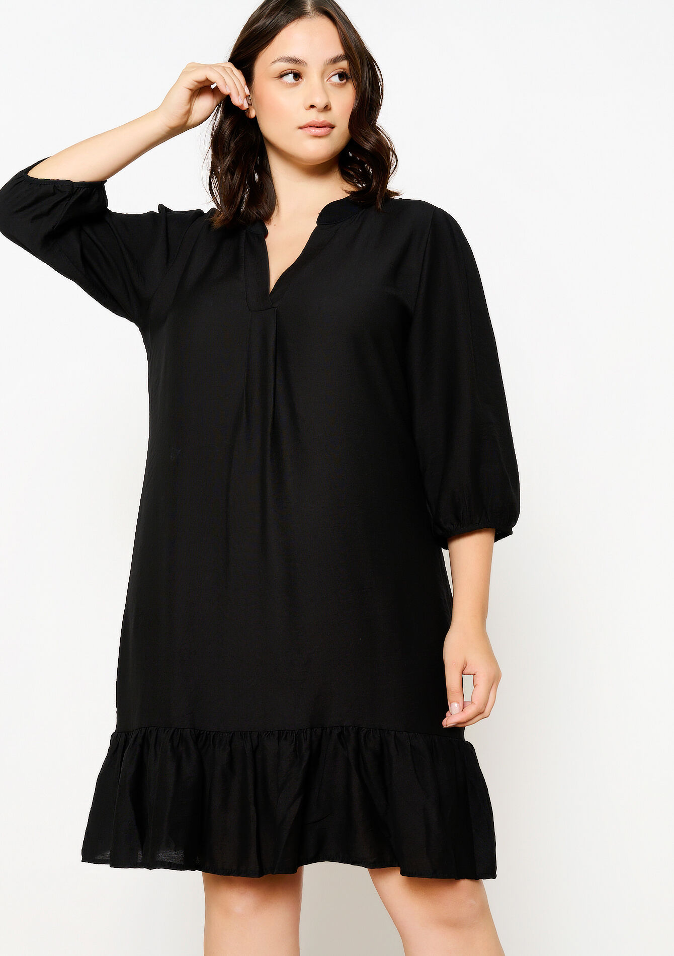 A-lijnjurk met ruches, A-lijnjurk met ruches - BLACK - 08103852_1119