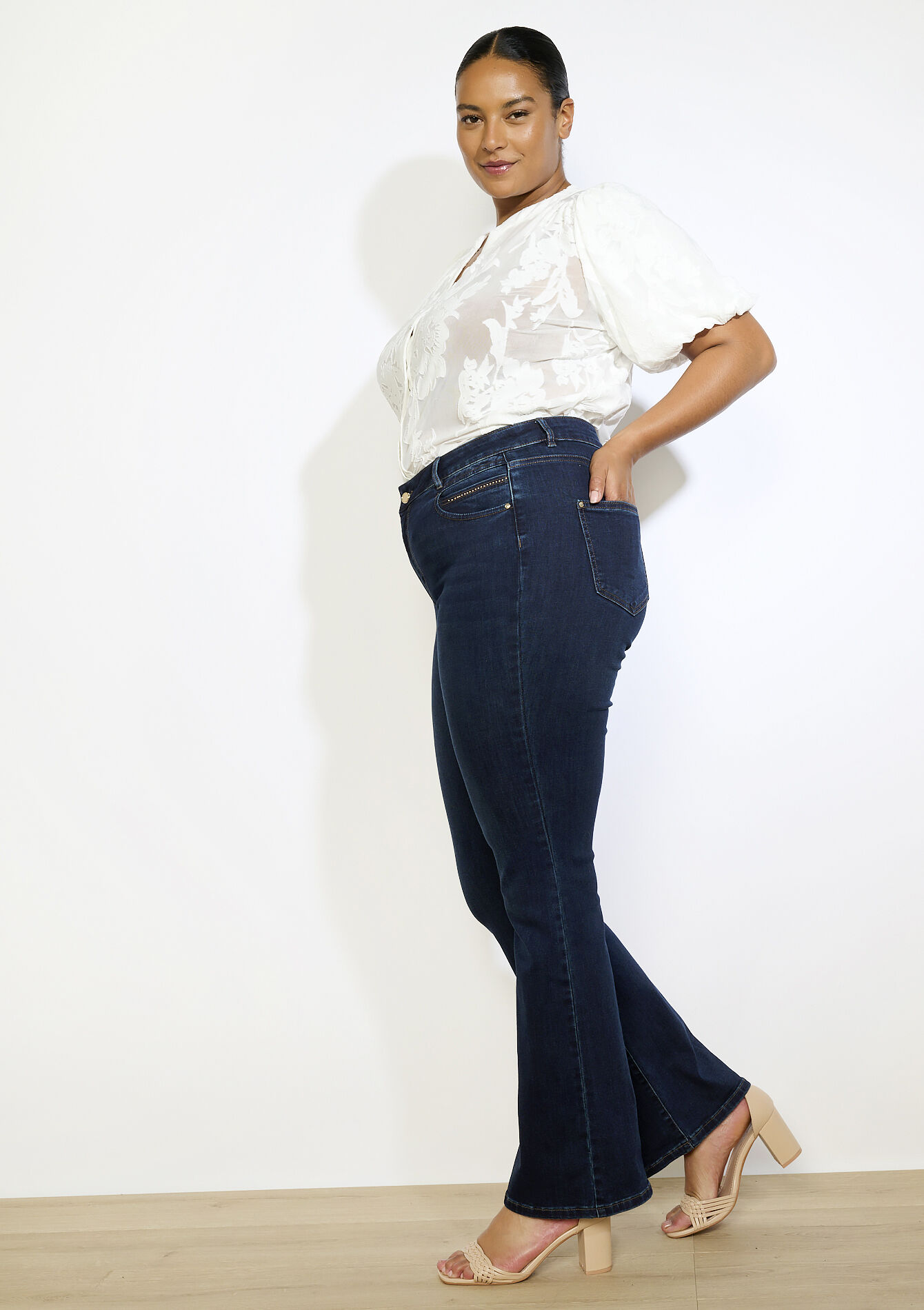 Jean bootcut taille haute, Jean bootcut taille haute - DARK BLUE - 22000603_0501