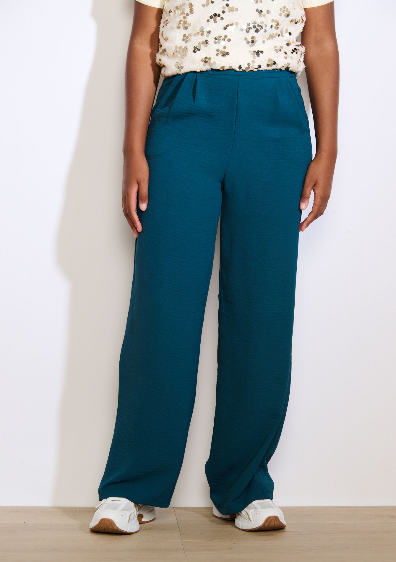 Wijde vloeiende broek, Wijde vloeiende broek - GREEN EMERALD - 06601025_4511