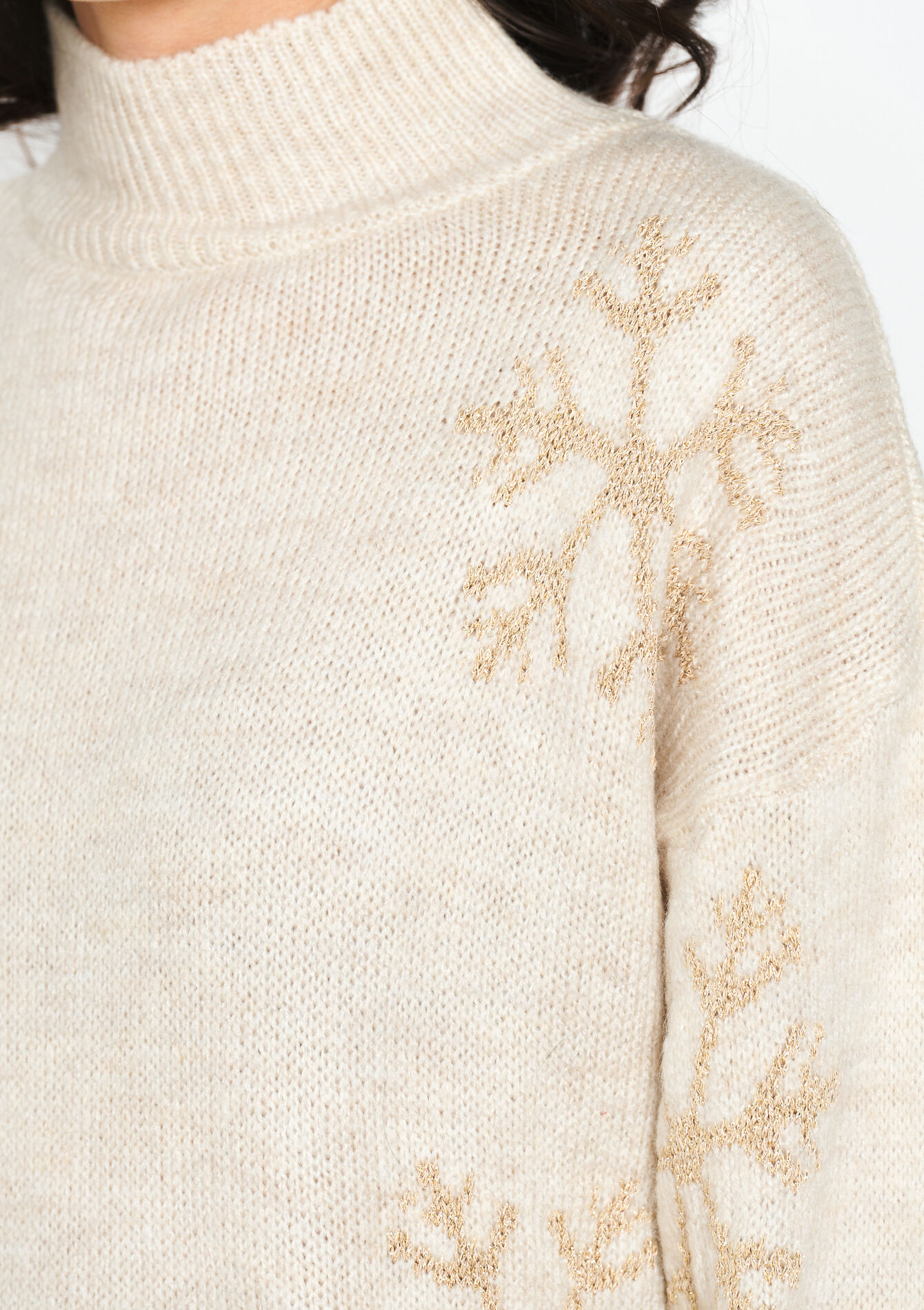 Pullover with lurex snowflakes - LT BEIGE - 04006429_2527