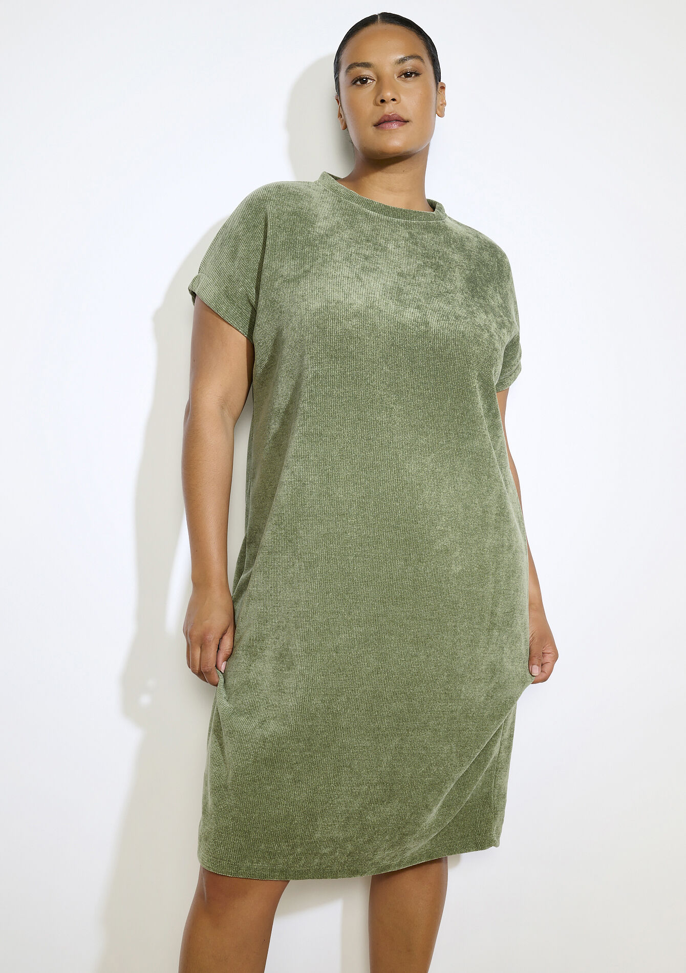 Relaxed midi dress, Relaxed midi dress - KHAKI FADED - 08104250_4326
