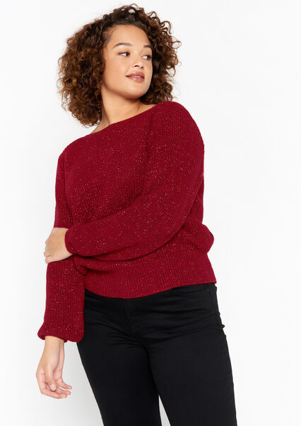 Lurex pullover with bow - BORDEAUX WINE - 04006062_5514