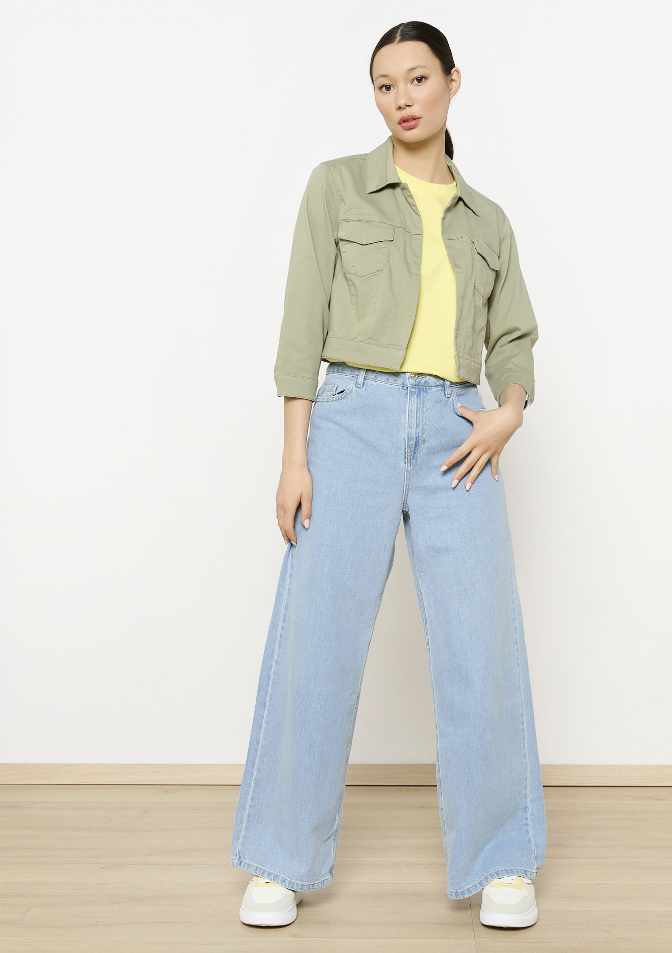 Kort twill jasje, Kort twill jasje - KHAKI FADED - 09100985_4326