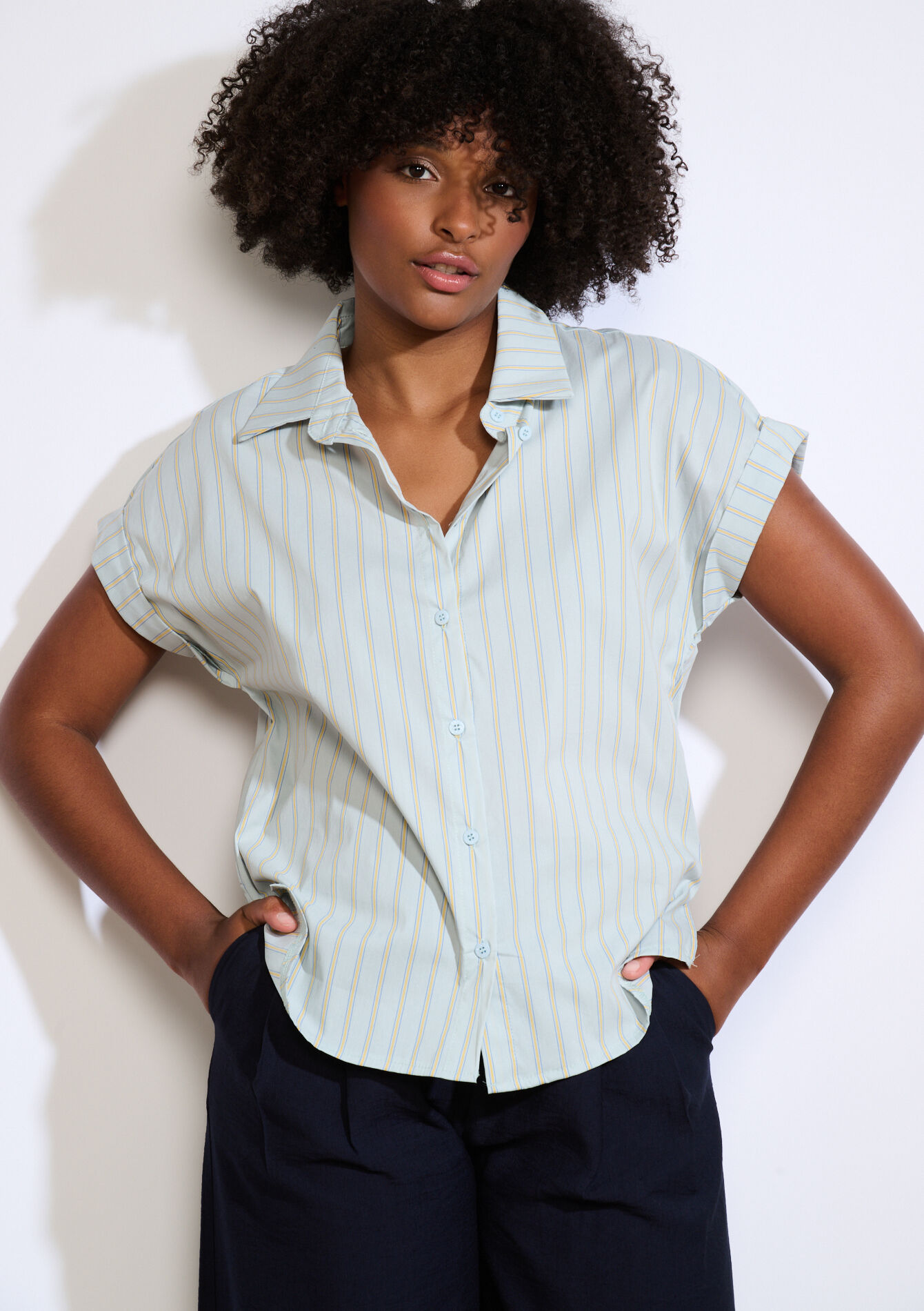 Gestreept luchtig hemd, Gestreept luchtig hemd - BLUE PASTEL - 05702929_3003