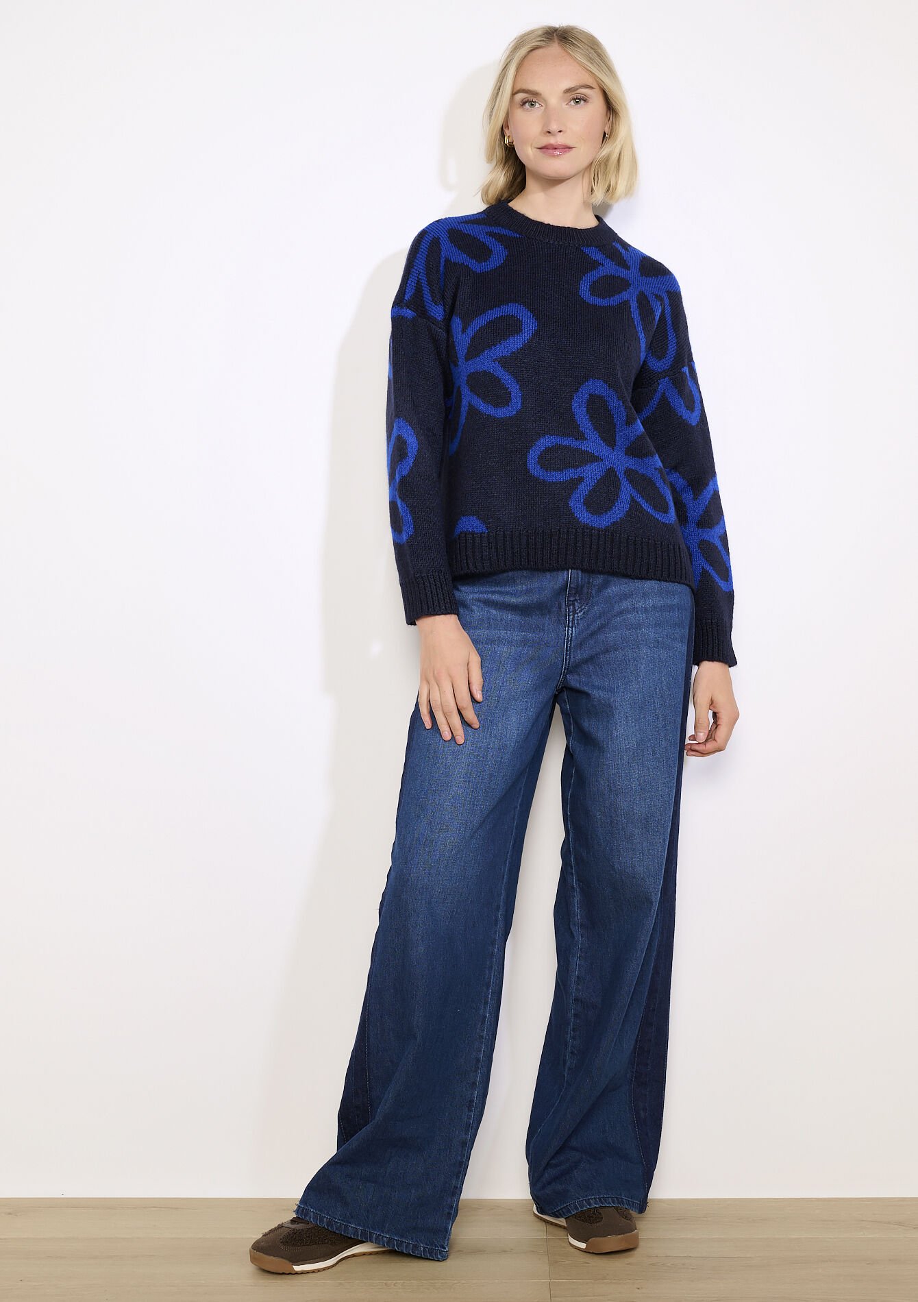Pull fleurs oversize - NAVY BASIC - 04007101