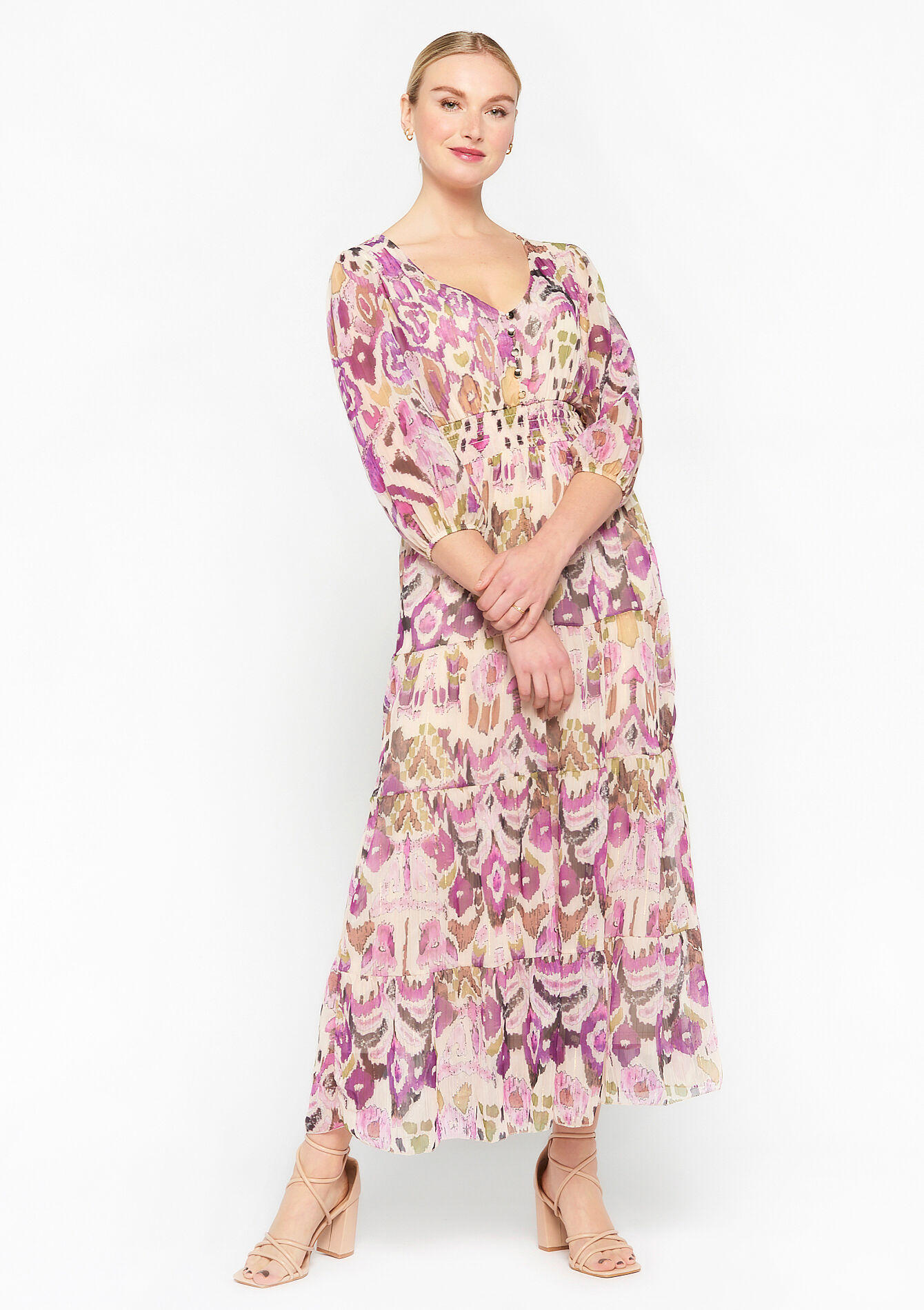Maxi dress with ethnic print, Maxi dress with ethnic print - VIOLINE - 08601895_2576