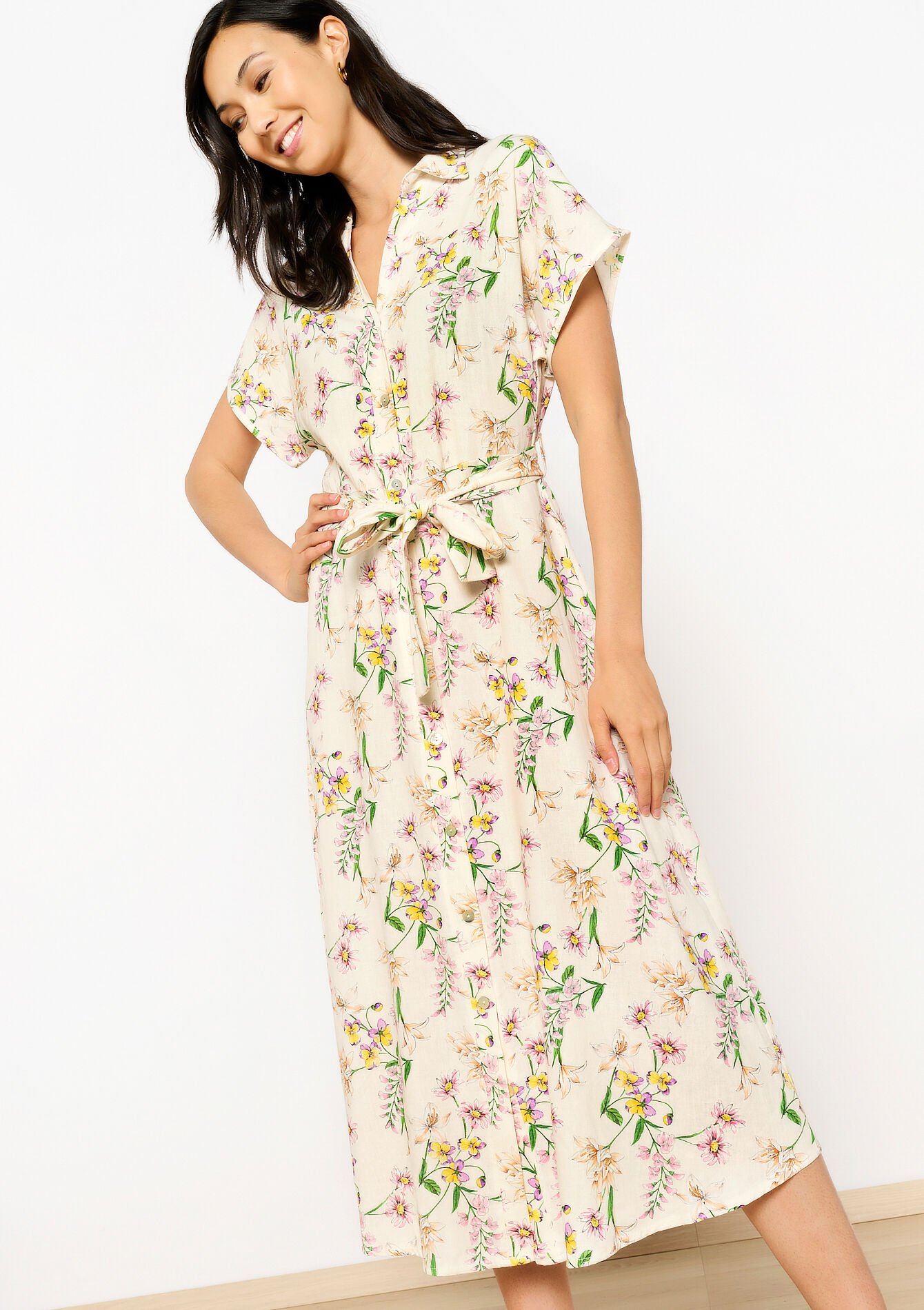 Robe-chemise à imprimé fleuri - OFFWHITE - 08103755_1001