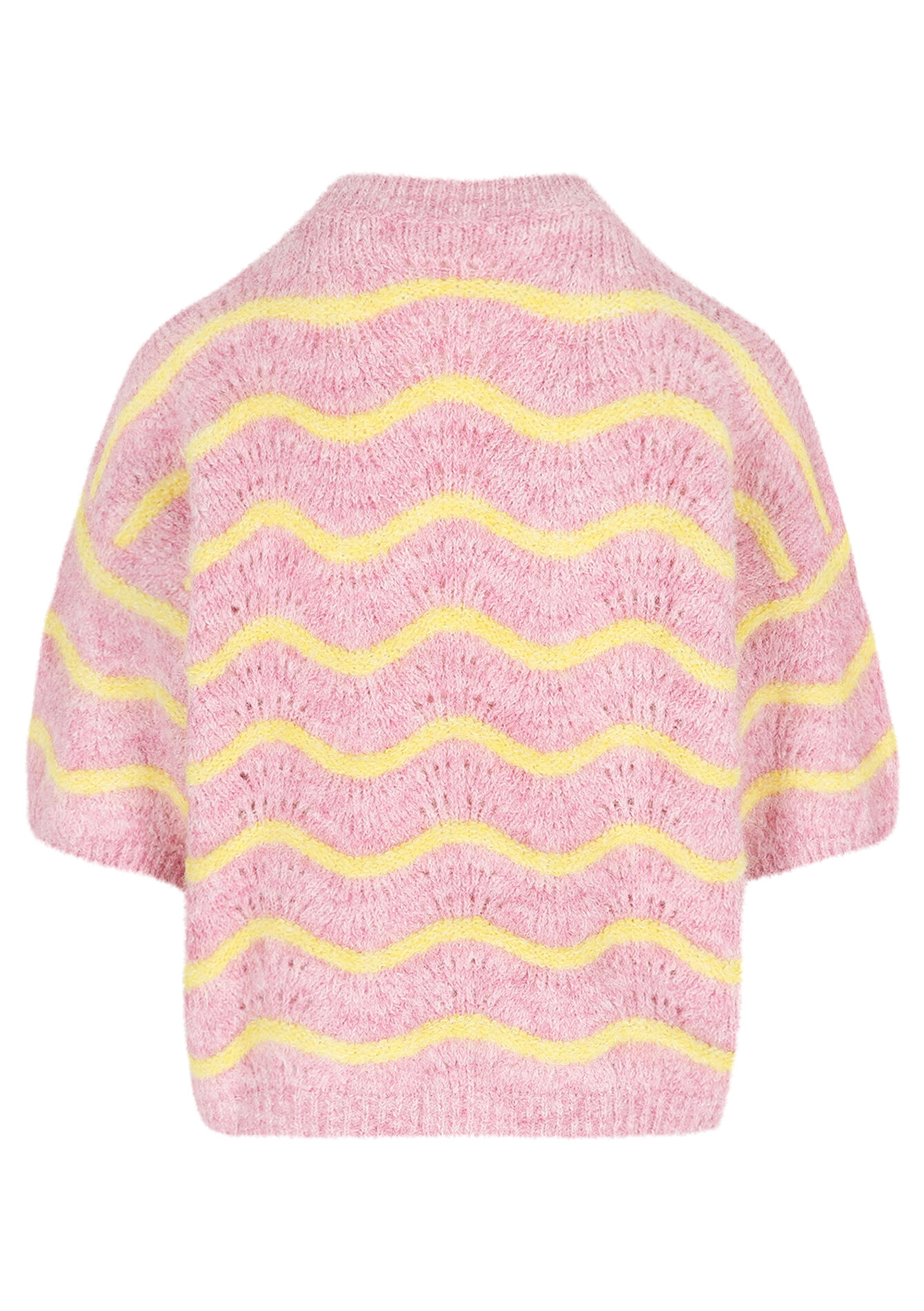 Pullover met korte mouwen en golfjes, Pullover met korte mouwen en golfjes - PINK BUBBLEGUM - 04007039_1477