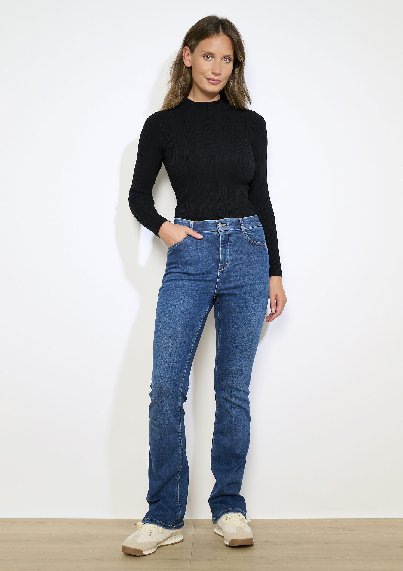 Jean bootcut taille haute multi-tailles, Jean bootcut taille haute multi-tailles - DARK BLUE - 22000616_0501