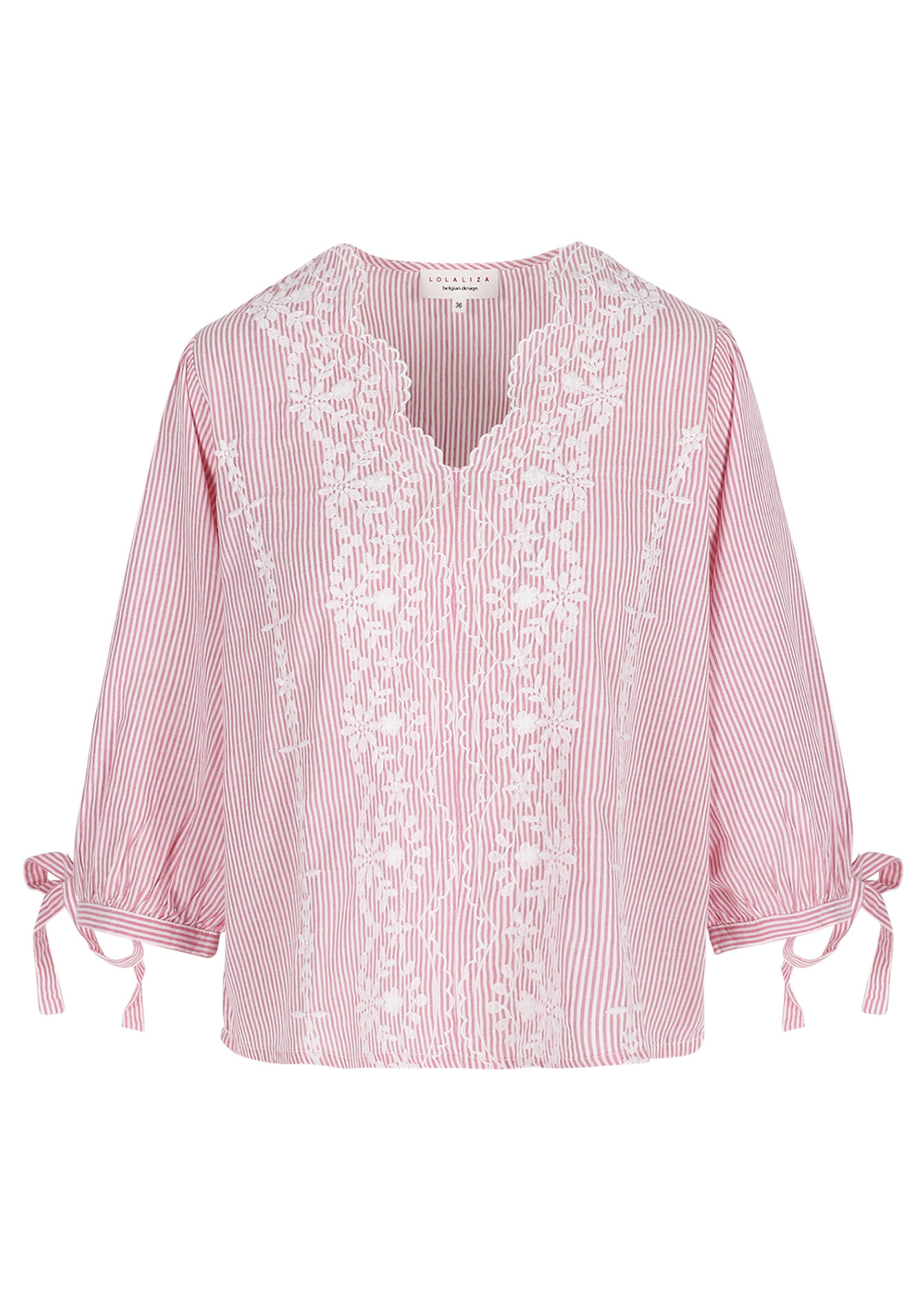 Geborduurde gestreepte blouse - LIGHT PINK - 05702944_1303