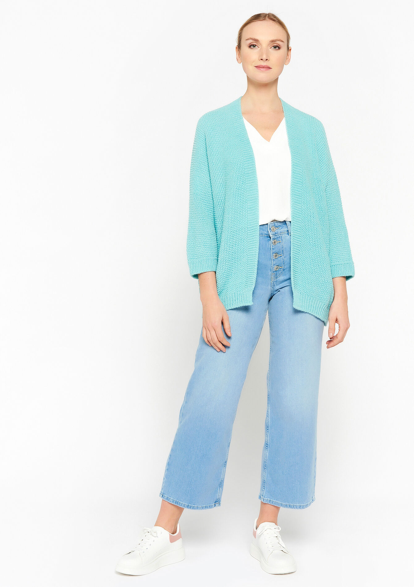 Open cardigan - TURQUOISE - 04101032_1759