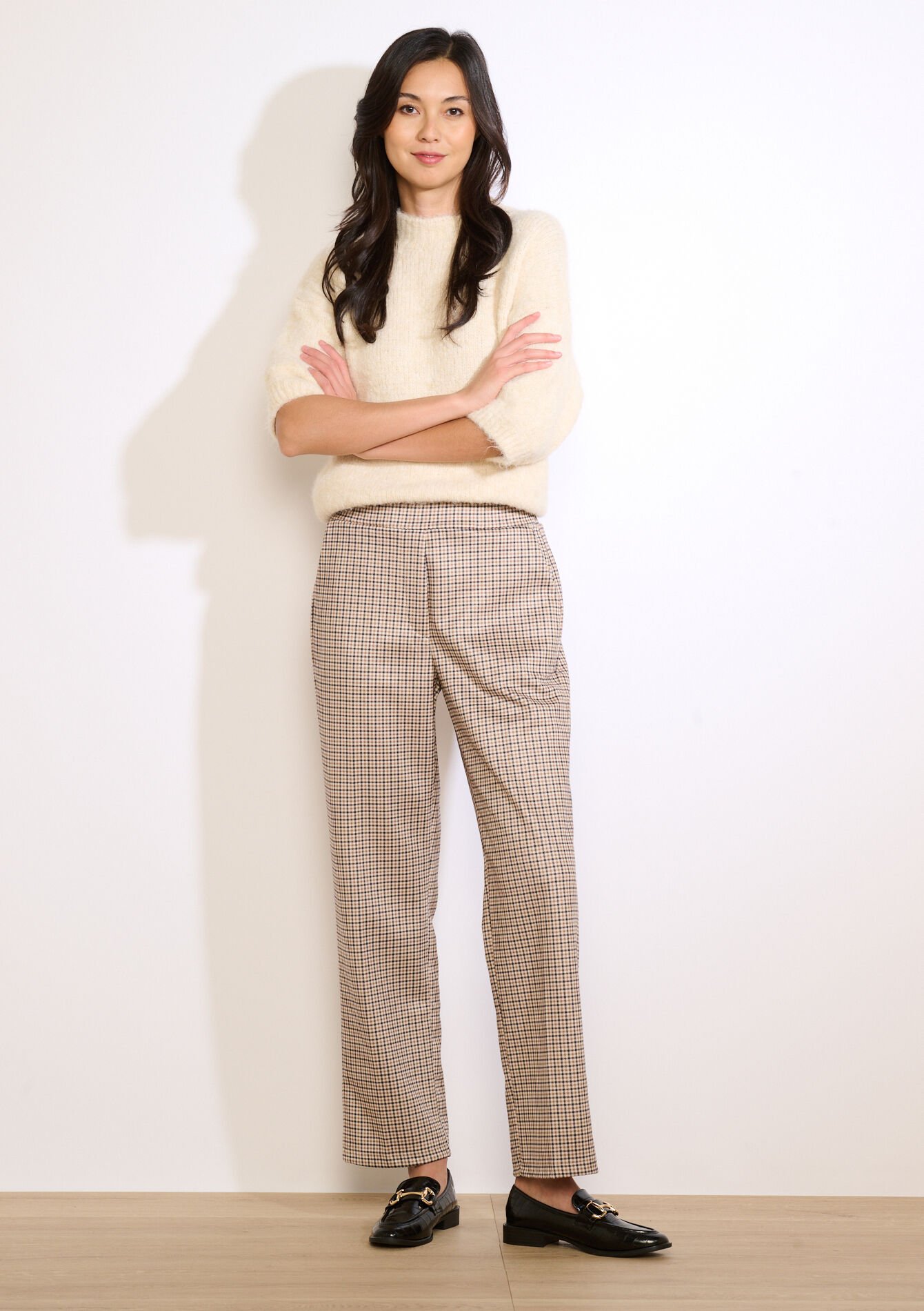 Geruite rechte broek, Geruite rechte broek - LT BEIGE - 06601071_2527