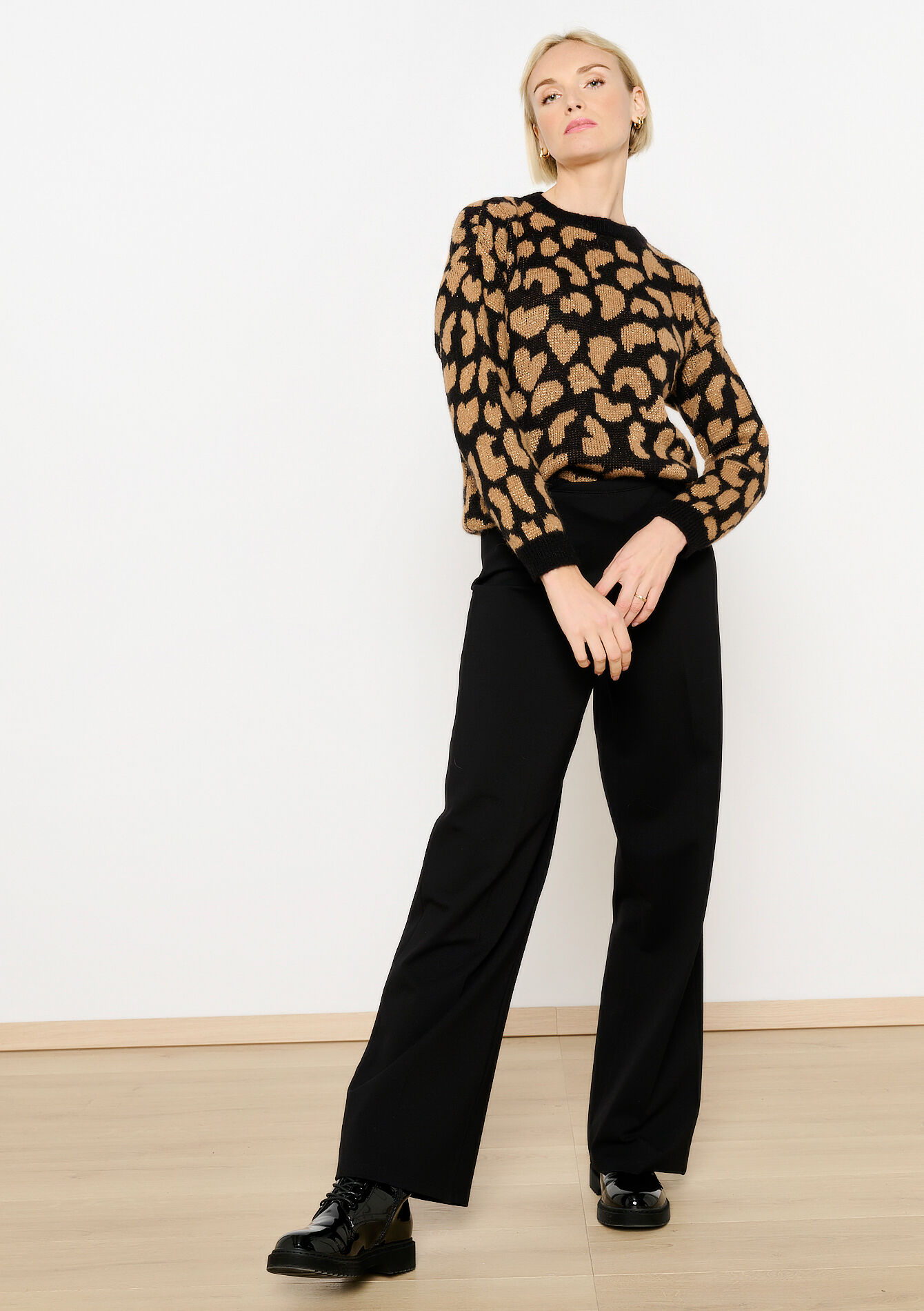 Jacquard trui met luipaardprint, Jacquard trui met luipaardprint - BLACK - 04006824_1119