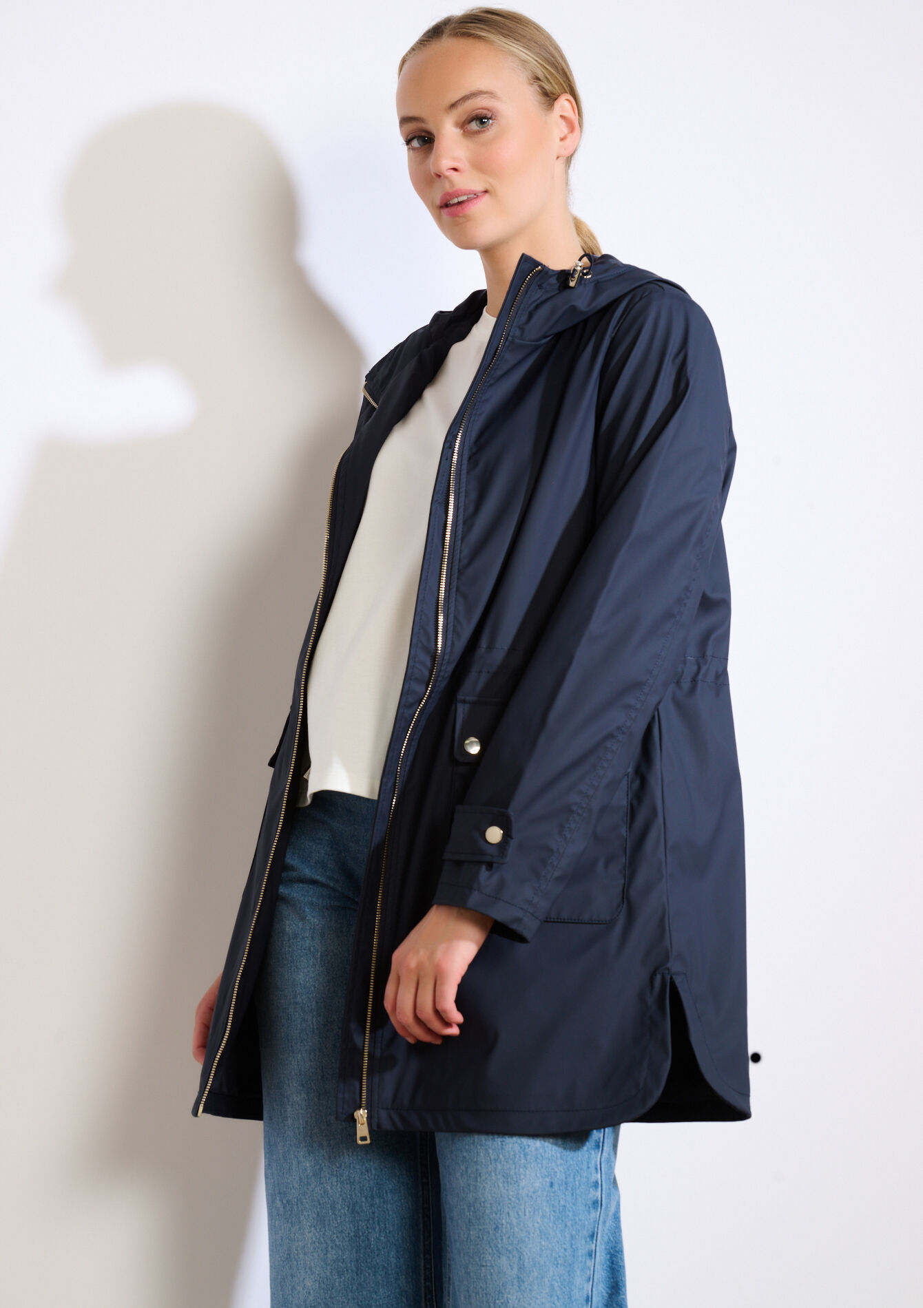 Imperméable mi-long à capuche, Imperméable mi-long à capuche - NAVY BASIC - 23000785_2723