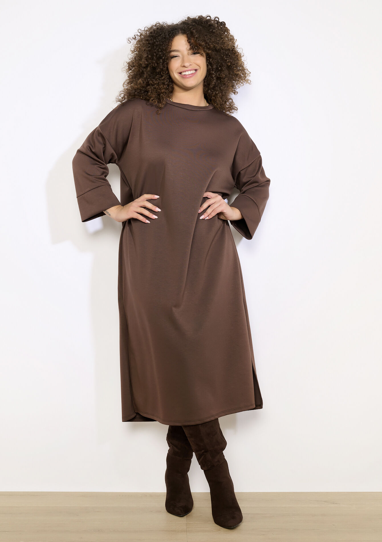 Casual sweaterjurk, Casual sweaterjurk - BROWN DARK CHOCOLATE - 08104389_3720